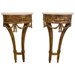 Fine Pair of Small Louis XVI Carved Giltwood Console Tables