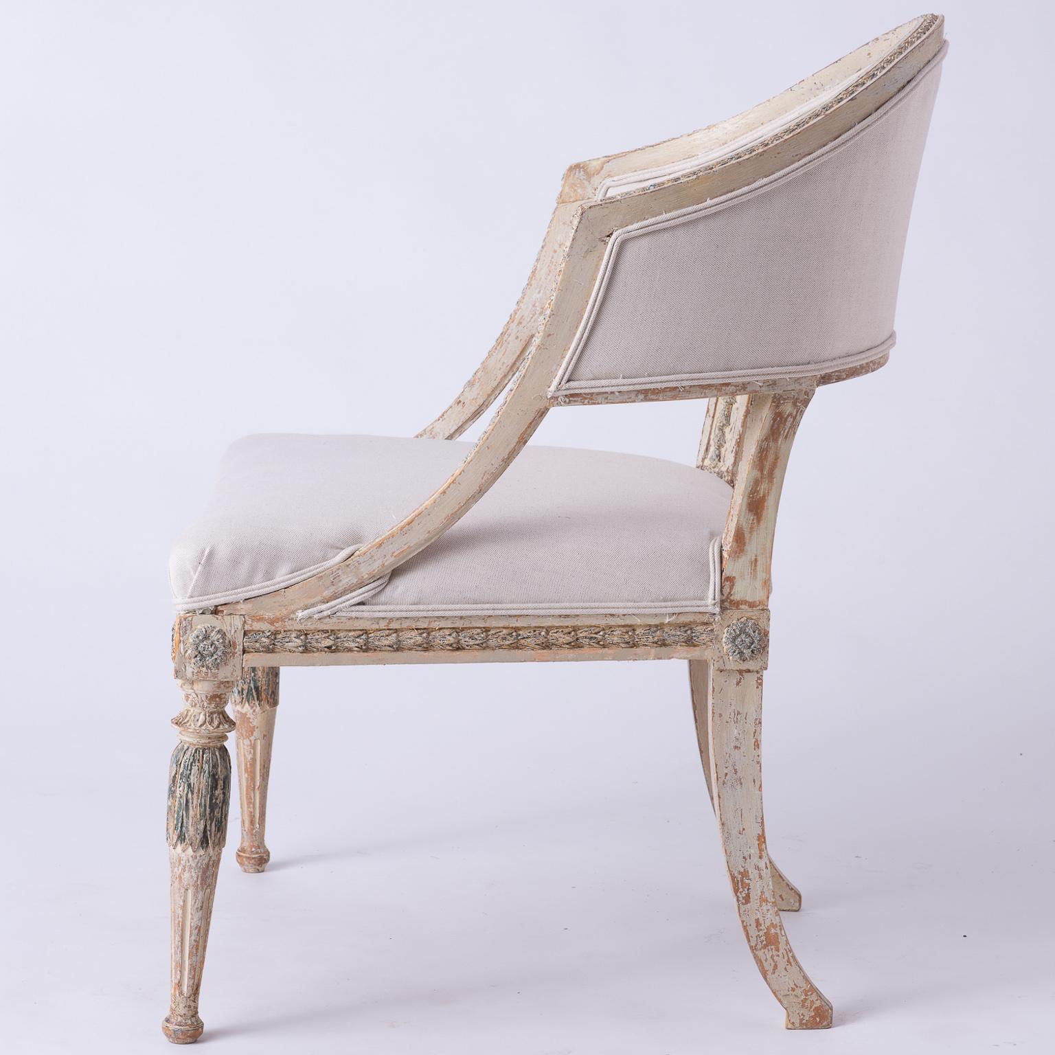 Fine Pair of Swedish Late Gustavian Period Barrel Back Chairs For Sale 5