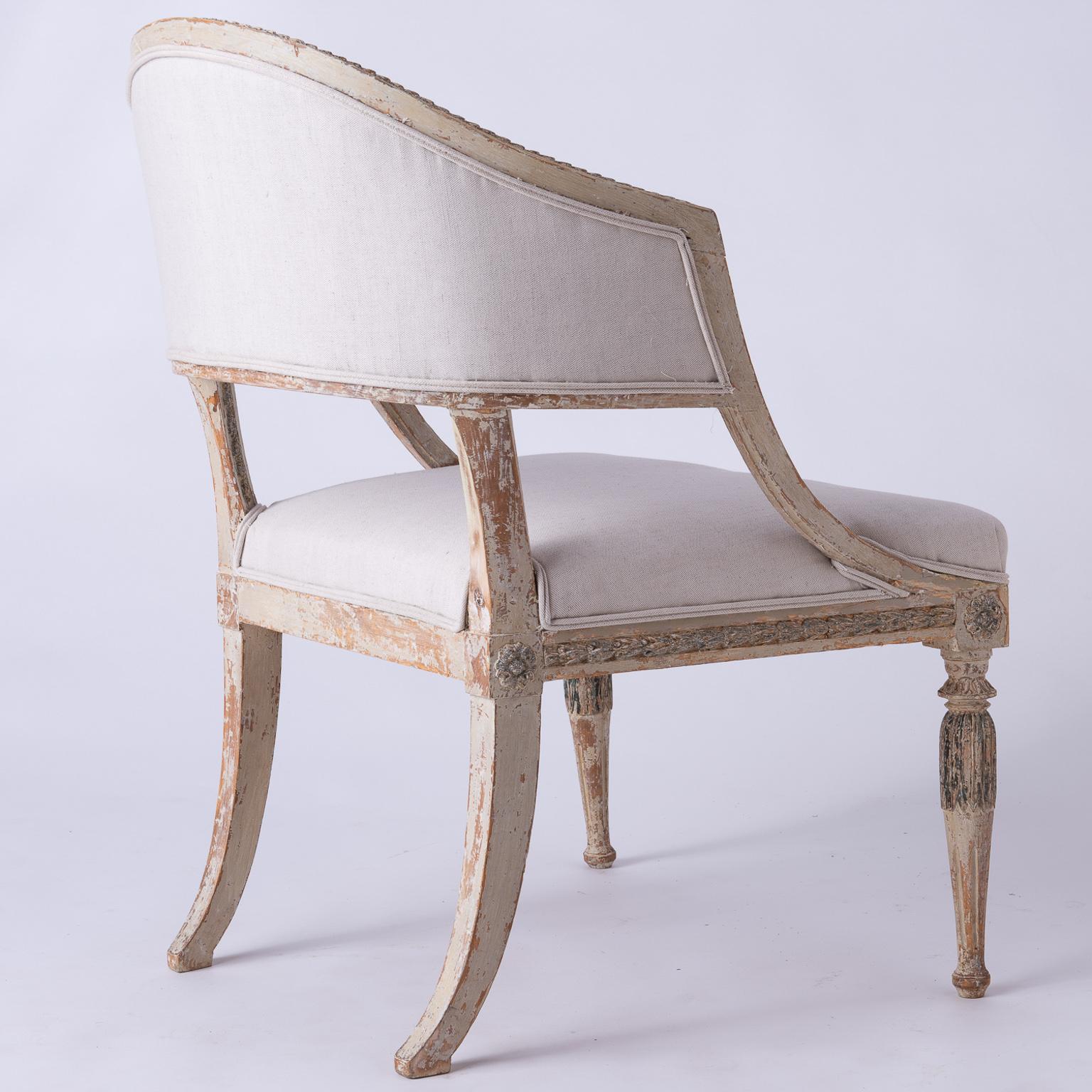 Fine Pair of Swedish Late Gustavian Period Barrel Back Chairs For Sale 6