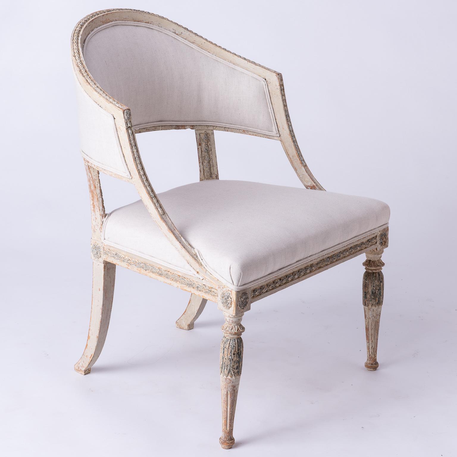 Fine Pair of Swedish Late Gustavian Period Barrel Back Chairs For Sale 7