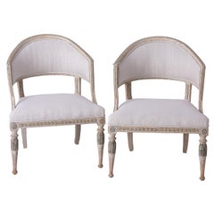 Fine Pair of Swedish Late Gustavian Period Barrel Back Chairs