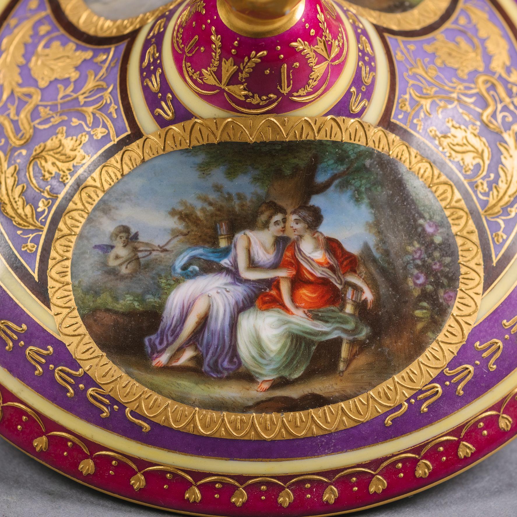 Gilt Fine Pair of Vienna Style Porcelain Tureens and Cover For Sale