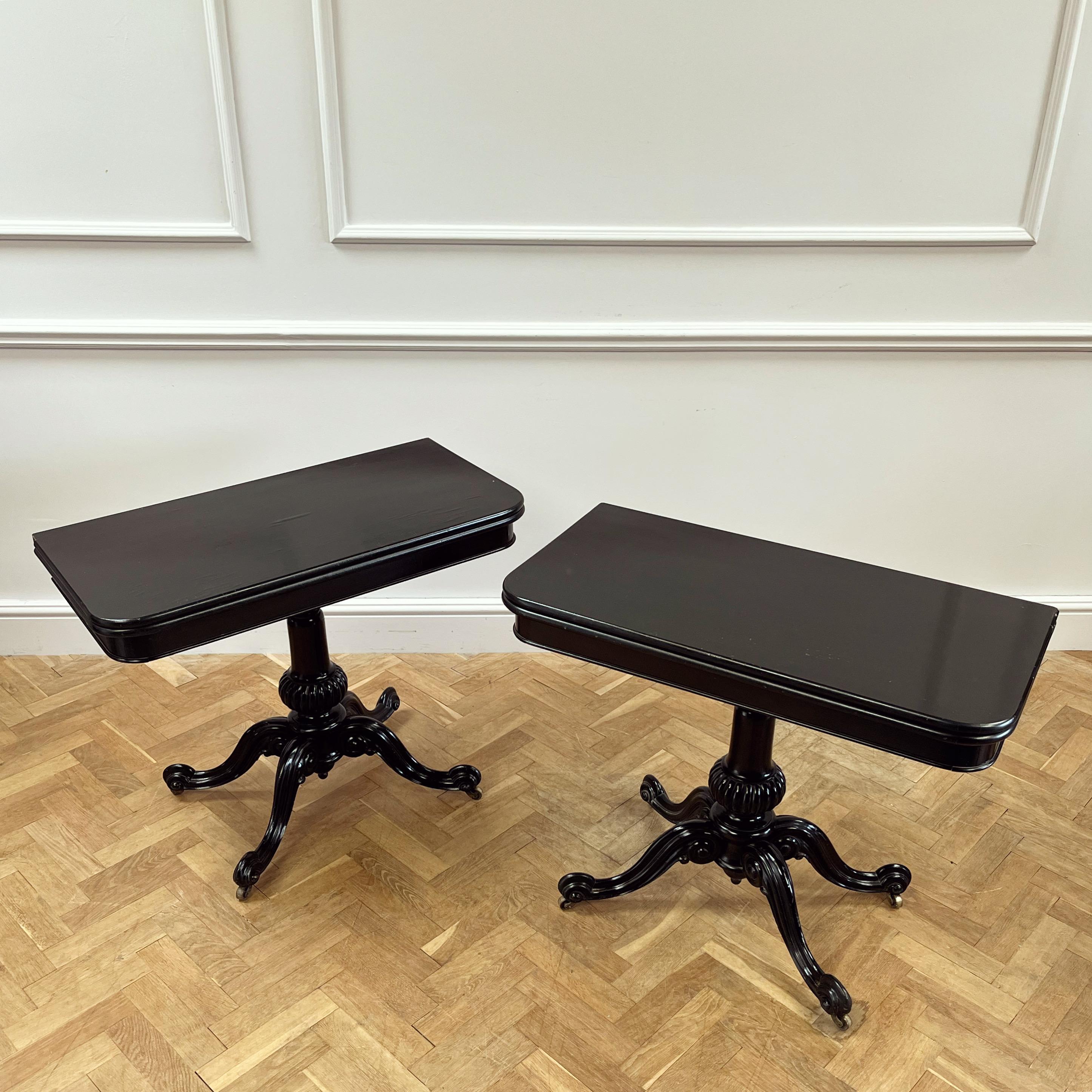 Fine Pair of William IV Ebonized Card Tables In Good Condition For Sale In London, GB