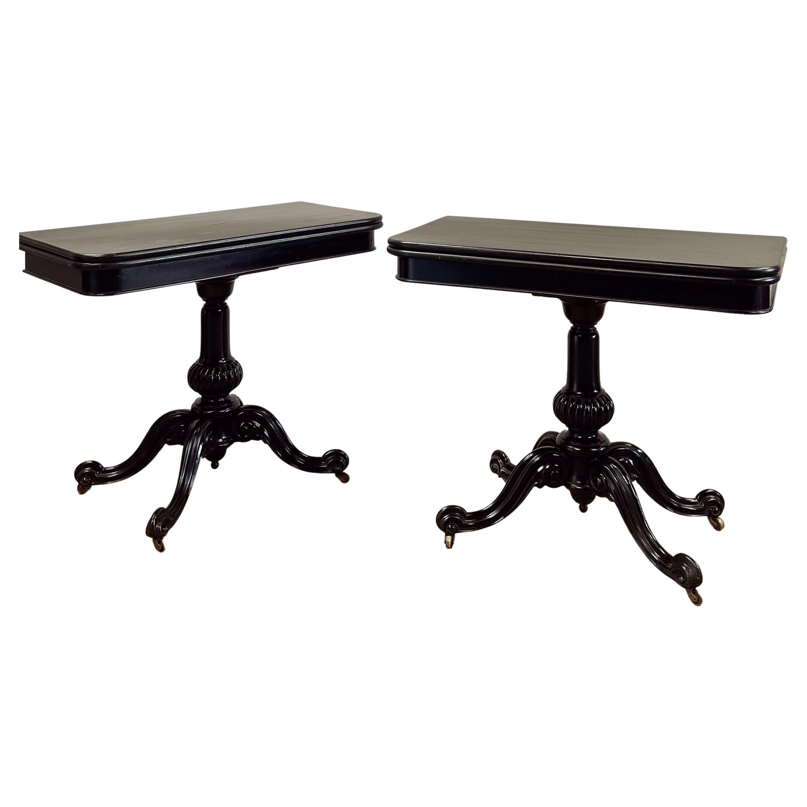 Fine Pair of William IV Ebonized Card Tables For Sale
