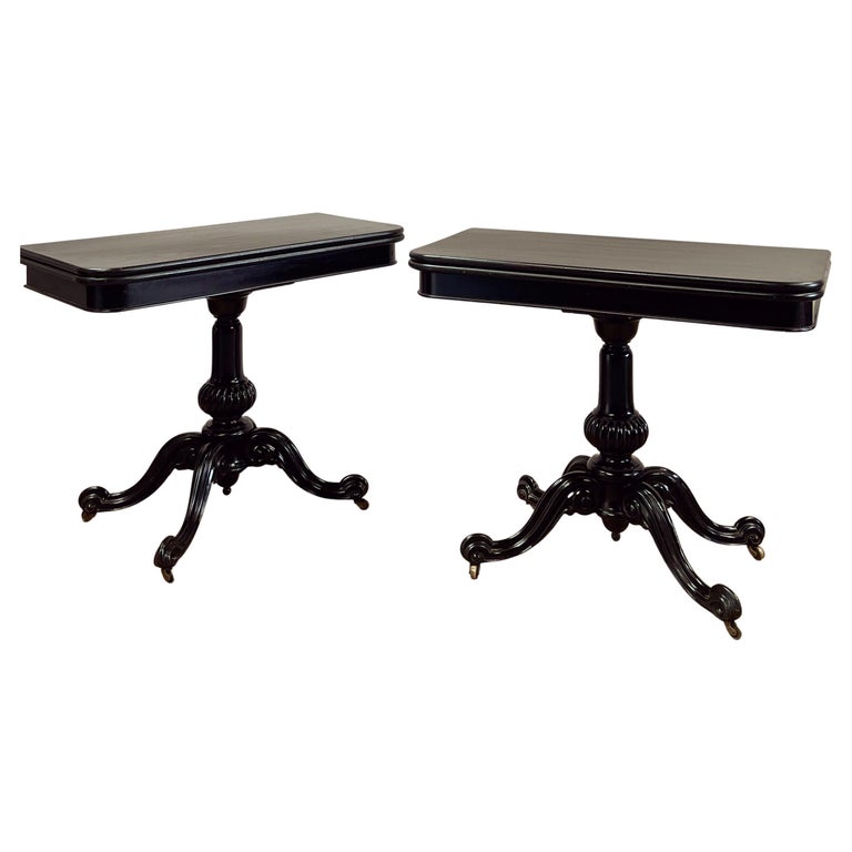 Fine Pair of William IV Ebonized Card Tables For Sale at 1stDibs