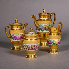 Fine Paris Porcelain Empire Coffee Service, Gilt-Decorated, Circa 1830