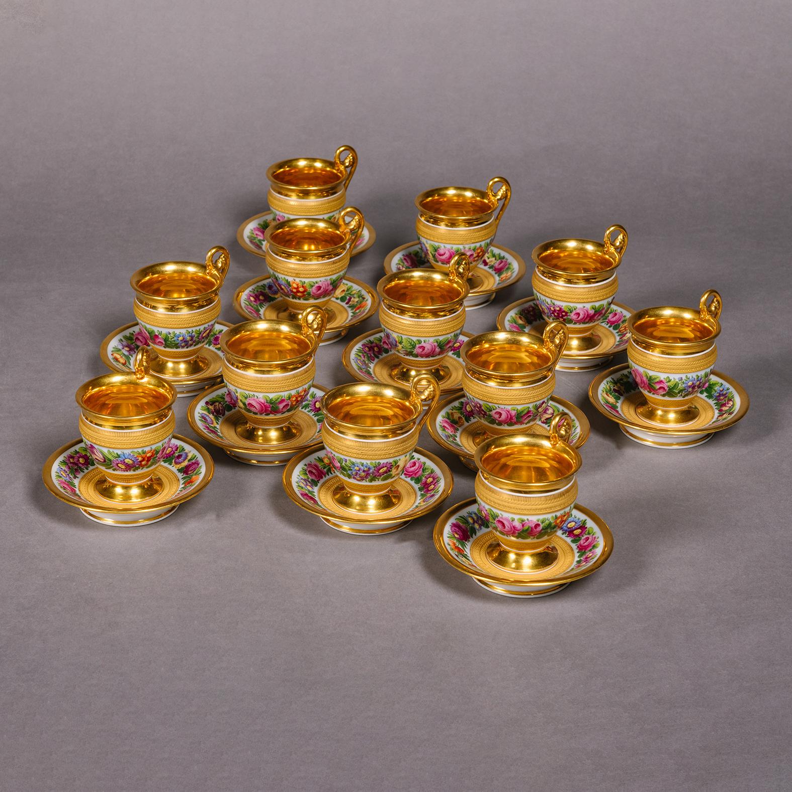 Servicio de café Imperio de porcelana fina de París Francés en venta