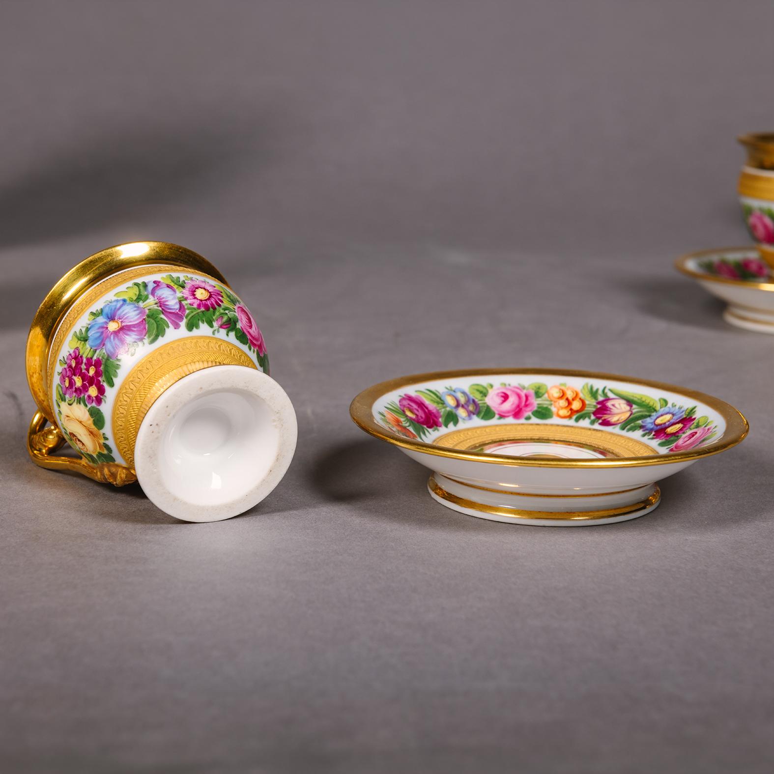 Servicio de café Imperio de porcelana fina de París Dorado en venta