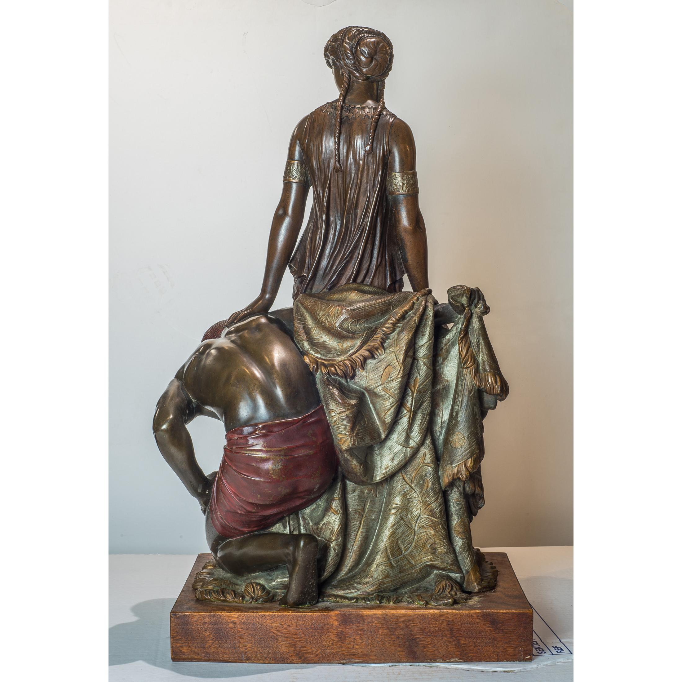 French Fine Patinated Bronze Group Depicting an Egyptian Princess For Sale