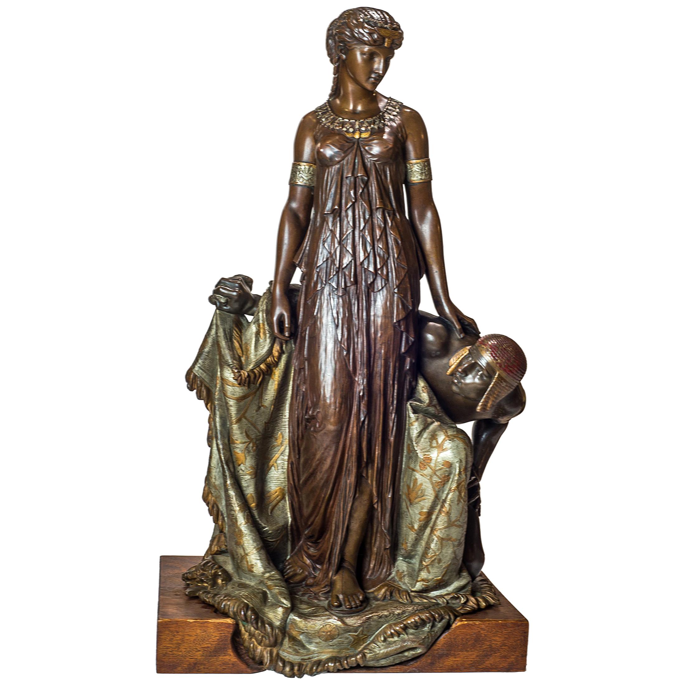 Fine Patinated Bronze Group Depicting an Egyptian Princess For Sale