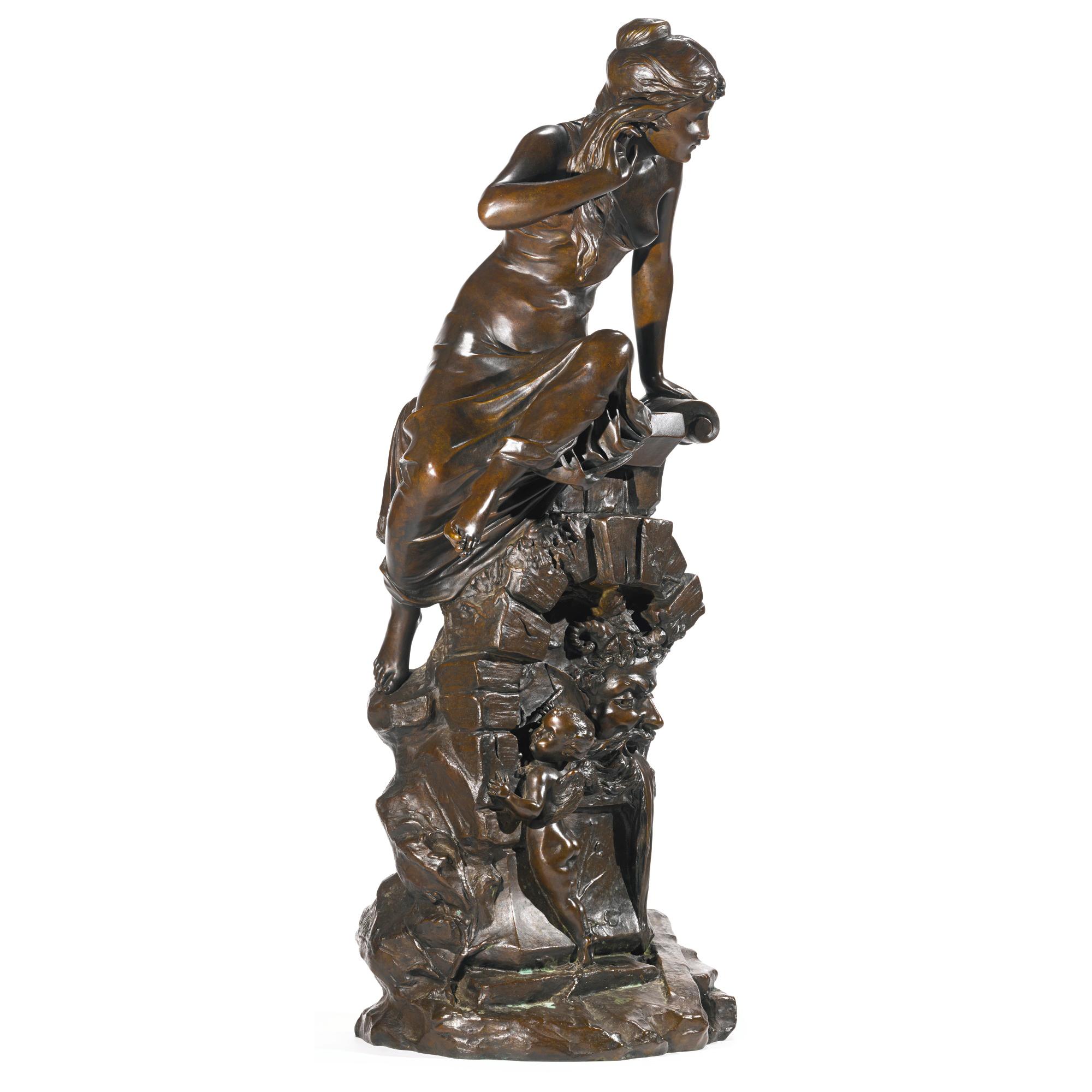 Skulptur aus patinierter Bronze von douard Drouot (Französisch) im Angebot