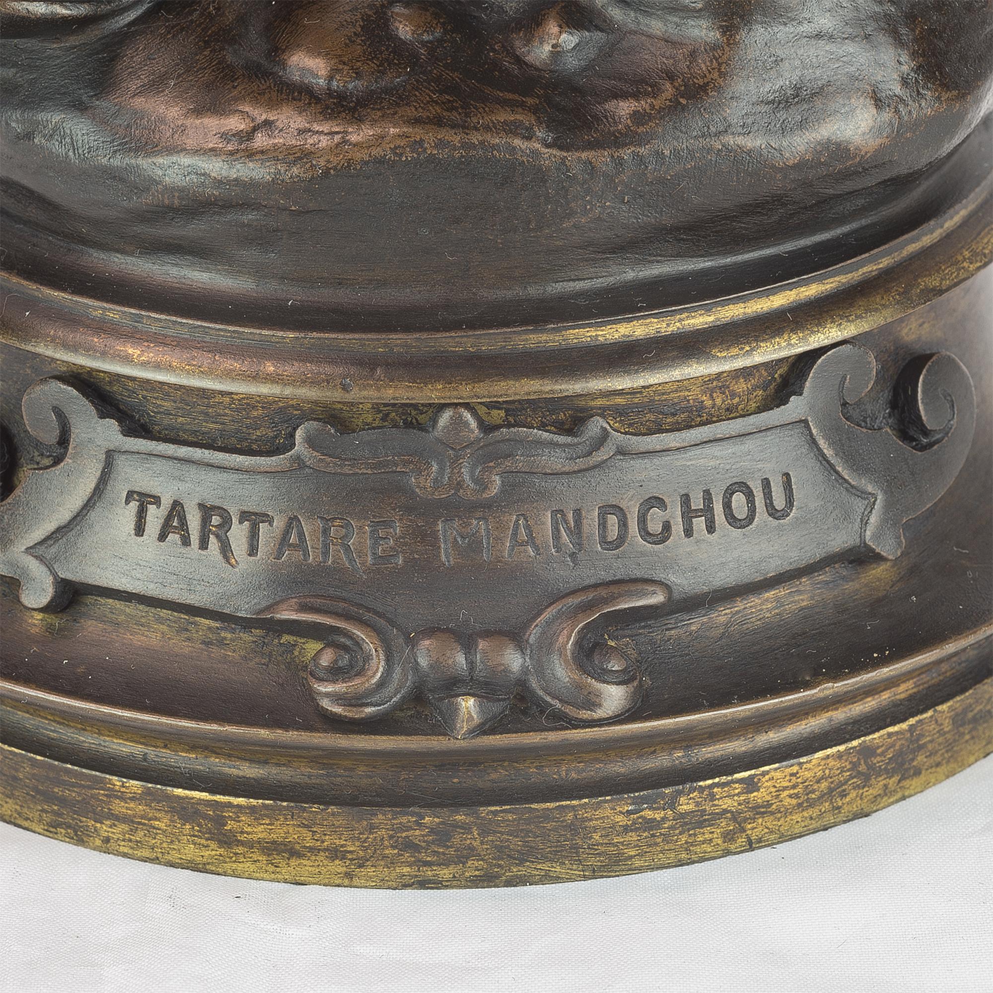 Fine Patinated Bronze Sculpture of a Manchu Tartar by Barye For Sale 1
