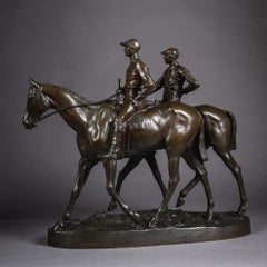 Groupe sportif en bronze patiné, par Emmanuel Fremiet, vers 1910