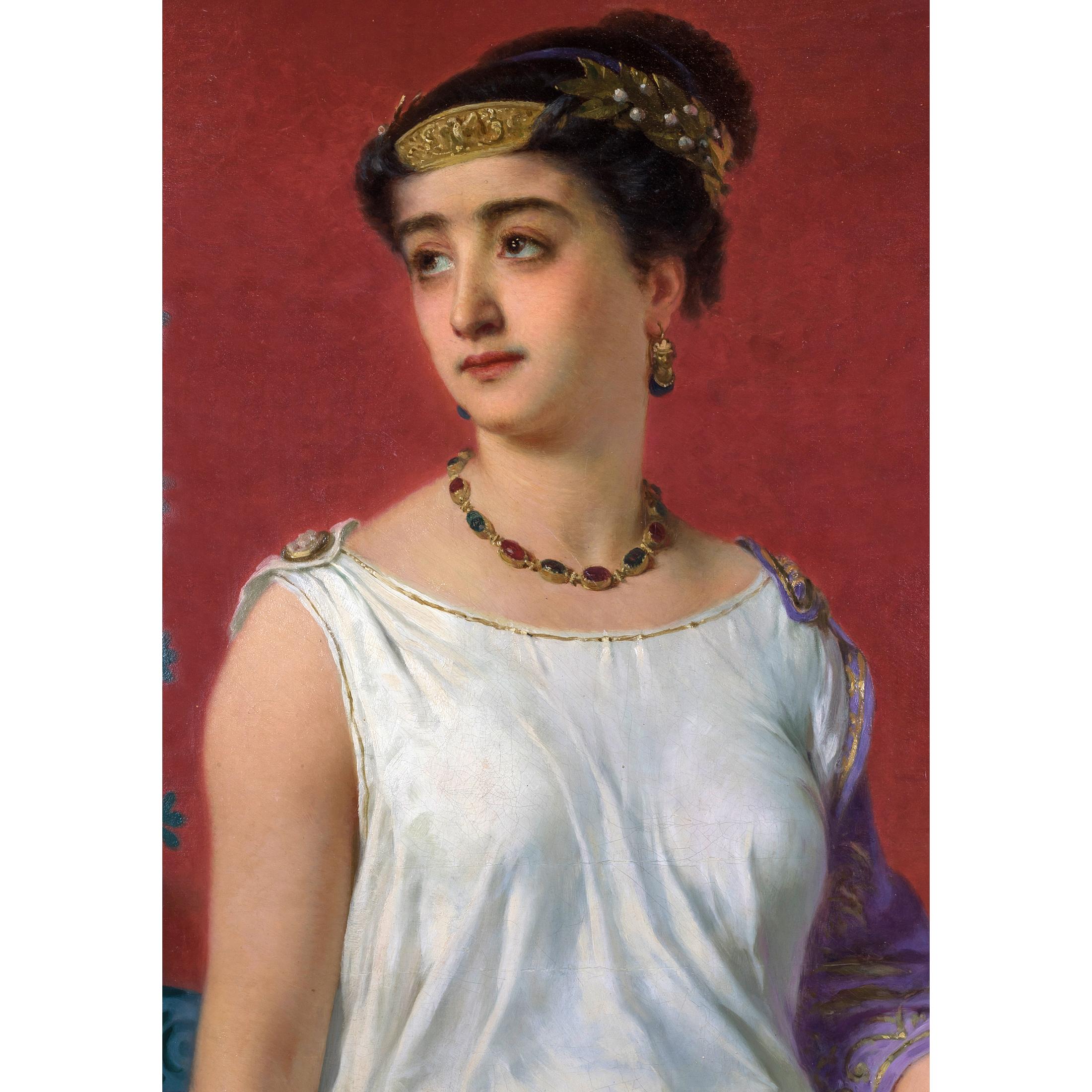 Charles-Édouard Boutibonne
French, 1816–1897

Portrait of a Young Grecian Beauty

Signed 'E. Boutibonne' L/R 

Oil on canvas
Measures: 46 in x 28 1/2 inches
Frame: 53 in. x 36 in. inches.