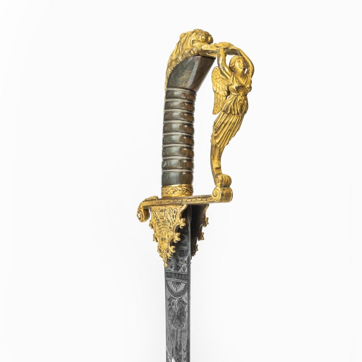 Début du XIXe siècle Belle épée de présentation donnée au lieutenant Charles Peake en vente