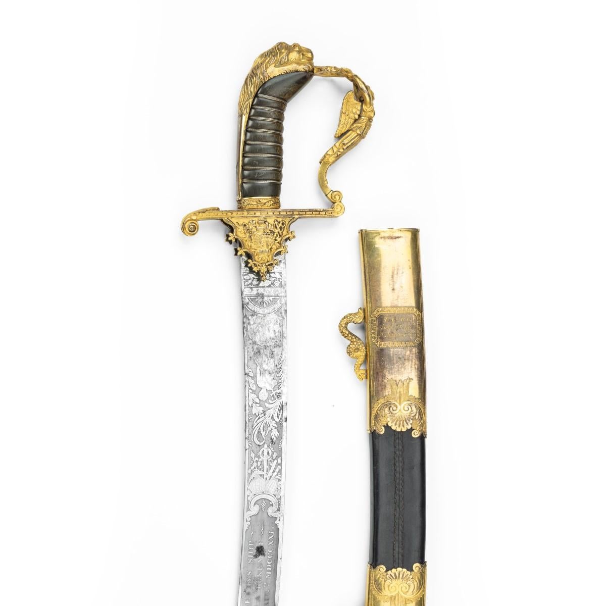 Belle épée de présentation donnée au lieutenant Charles Peake en vente 1