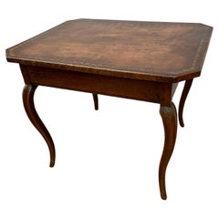 18th Century French Provincial Oak Games Table with Tooled Leather Top