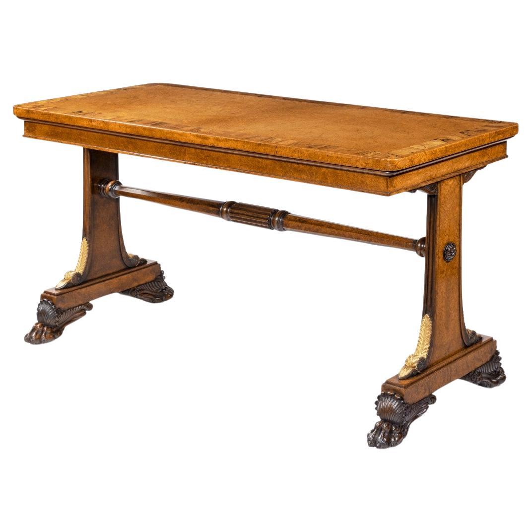 A Fine Quality Amboyna George IV Writing Table, Attributed to Morel and Seddon