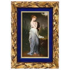 Antique Fine Quality Berlin K.P.M Hand Painted Porcelain Plaque "Psyche with Vase"