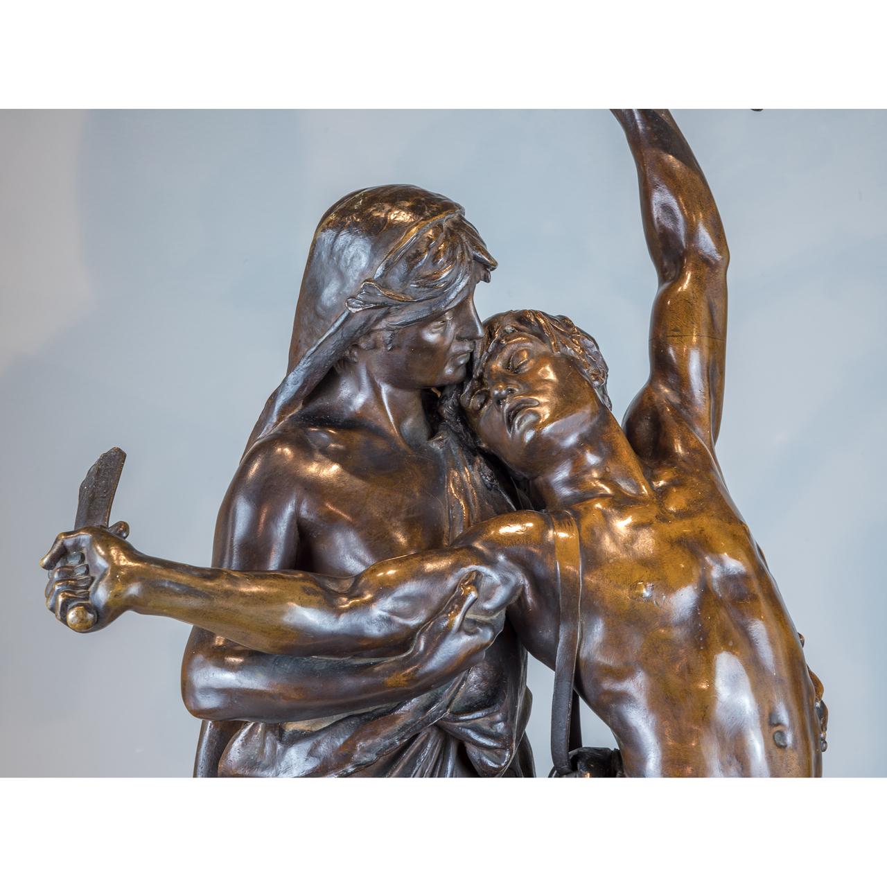 XIXe siècle Groupe Gloria Patriae en bronze de qualité supérieure d'Eugene Marioton en vente