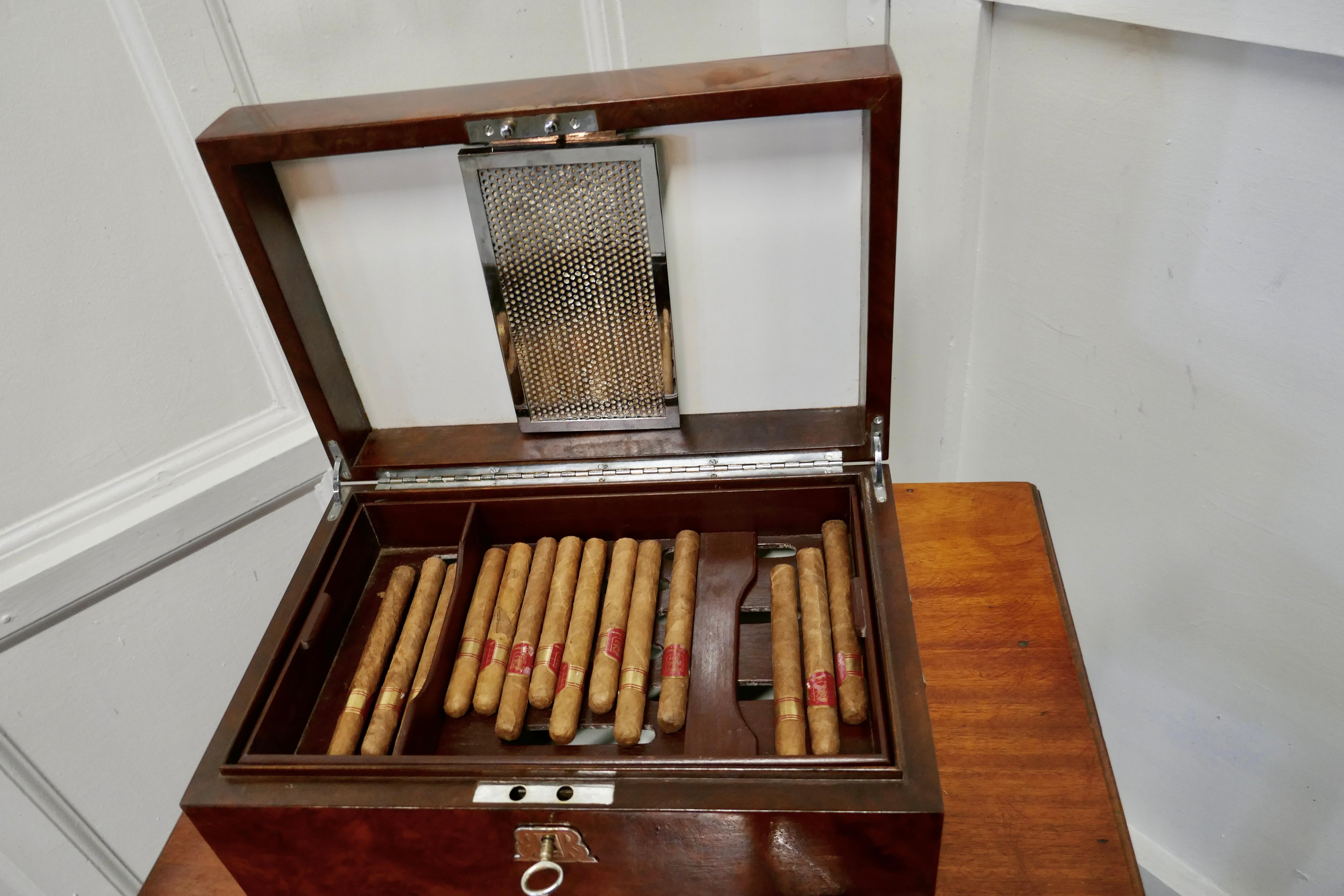 Fine Quality Burr Walnut Humidor made by Boisseliers du Rif 1