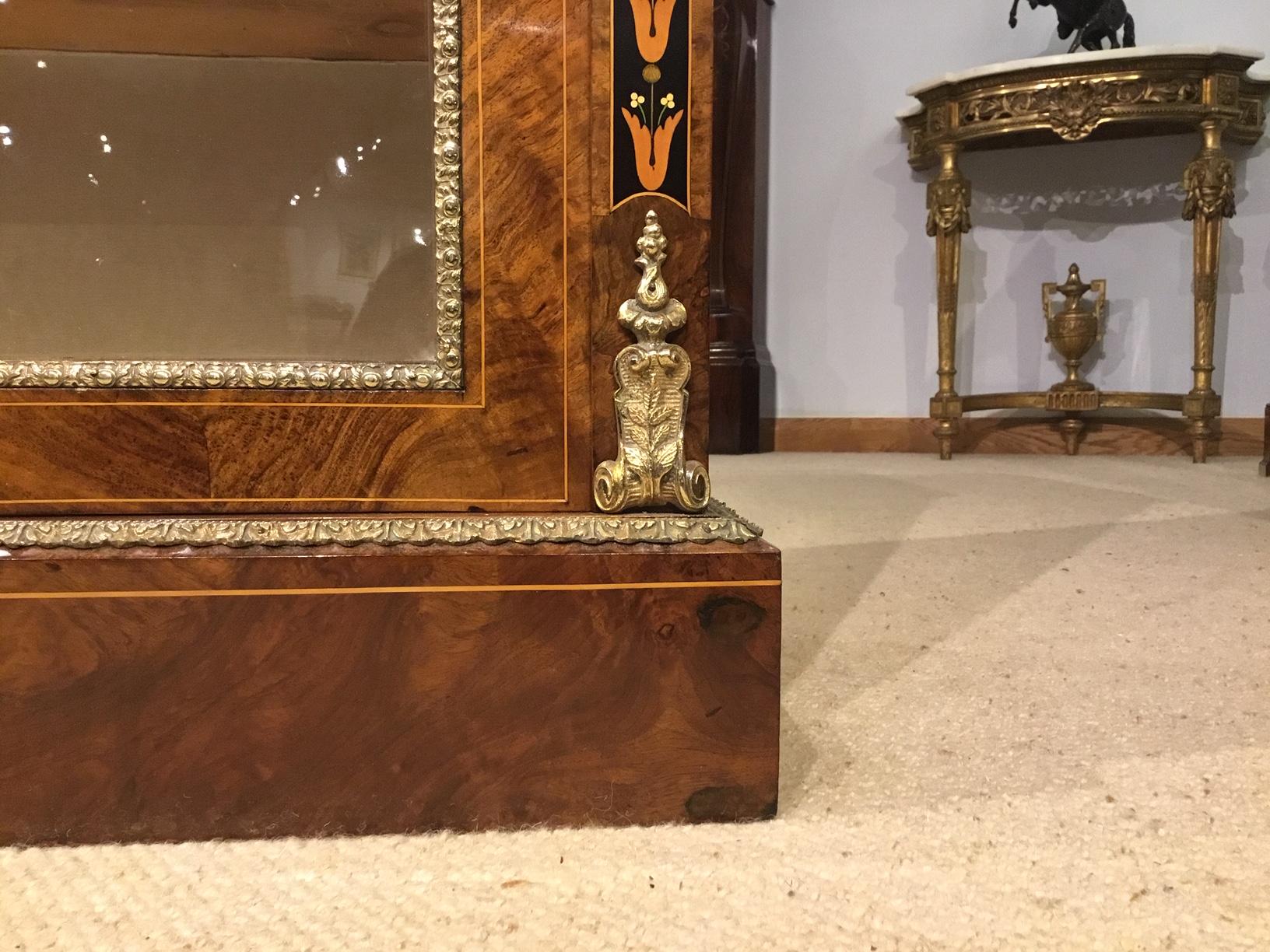 Fine Quality Burr Walnut and Marquetry Inlaid Victorian Period Pier Cabinet For Sale 2