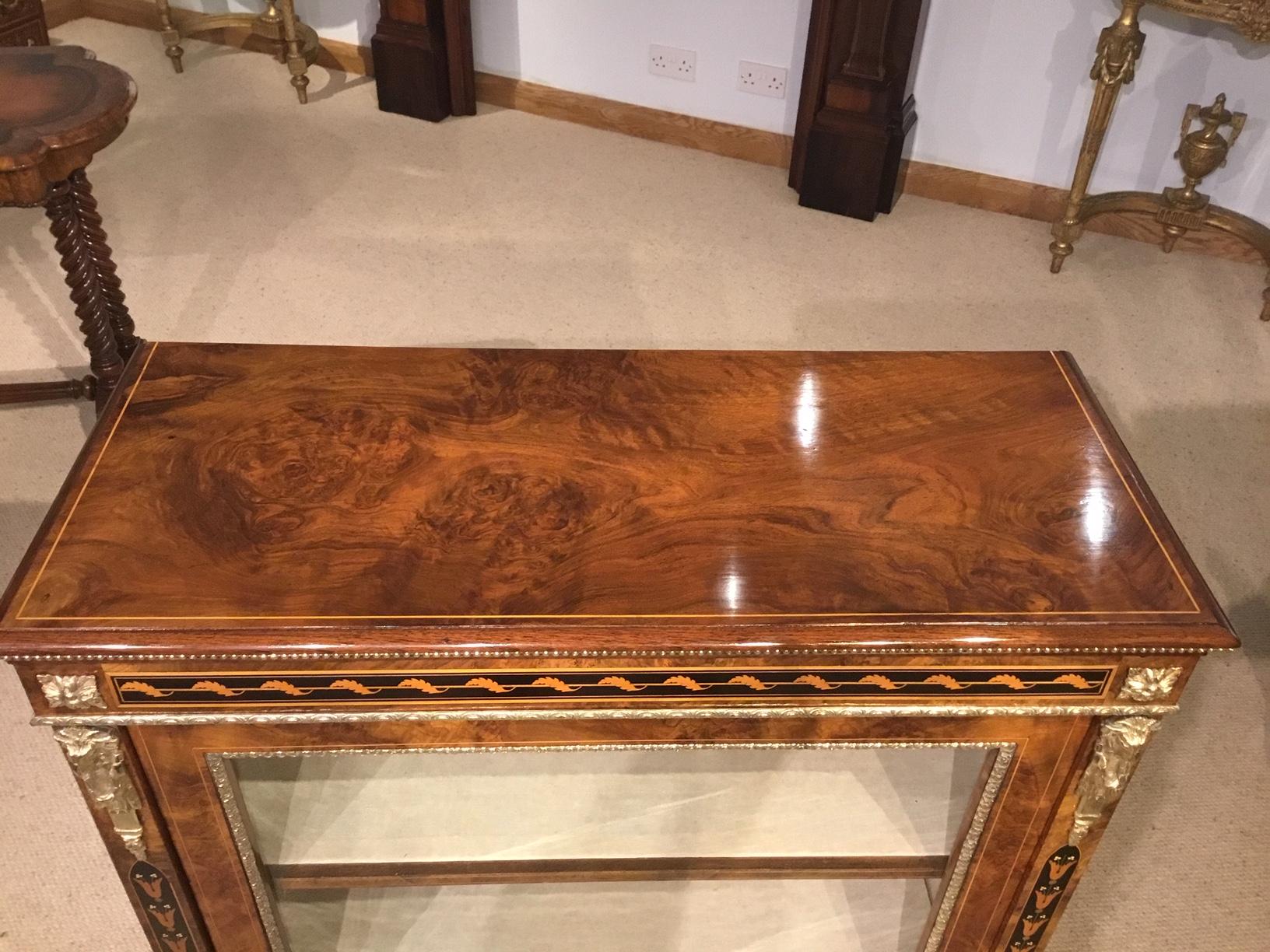 Fine Quality Burr Walnut and Marquetry Inlaid Victorian Period Pier Cabinet For Sale 3