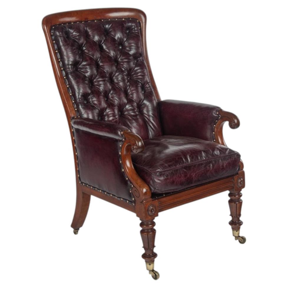 A Fine Quality Early Victorian Period Mahogany Library or desk Armchair, c.1840