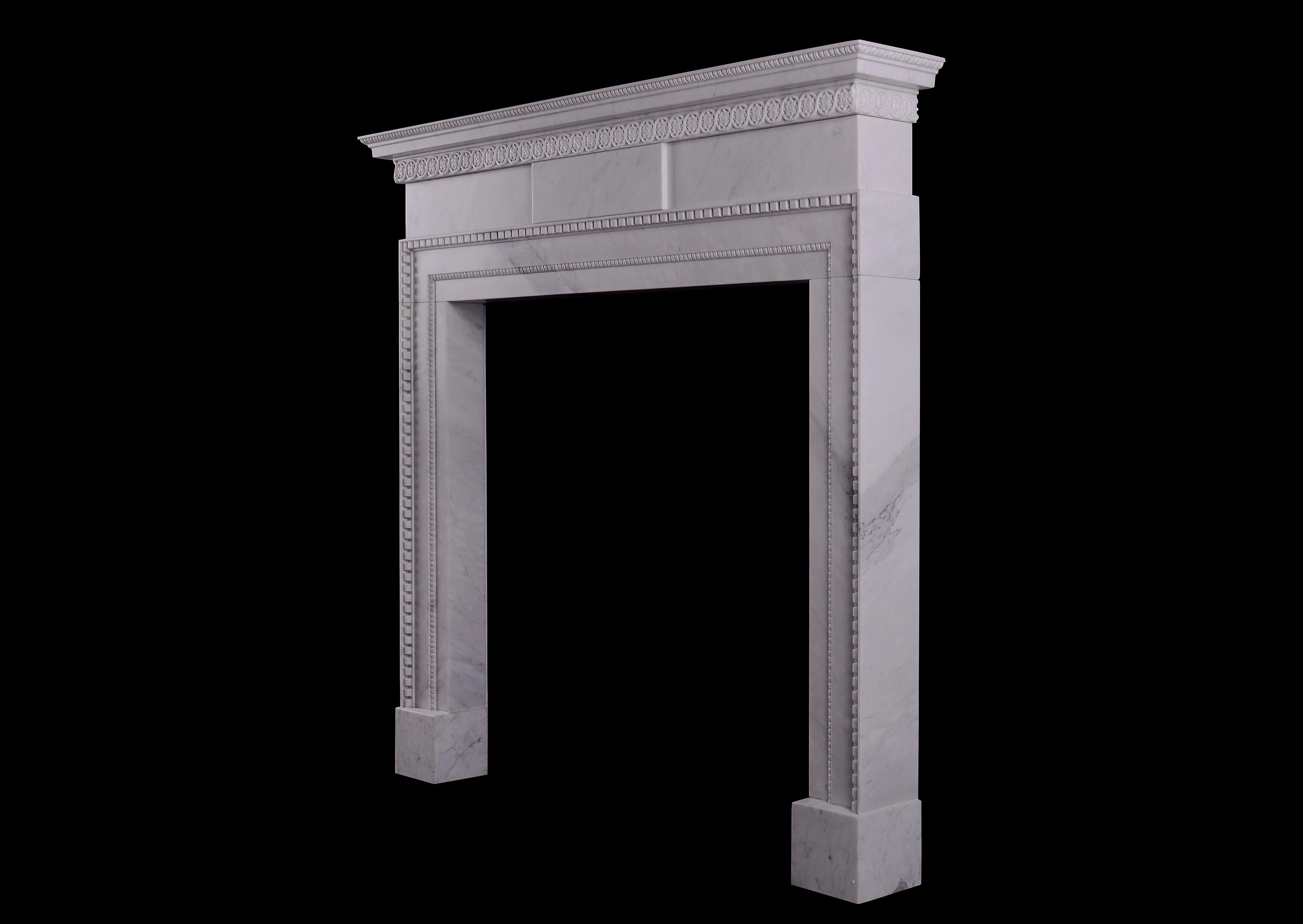 Contemporary Fine Quality English Fireplace in the Mid Georgian Style in Italian Carrara For Sale