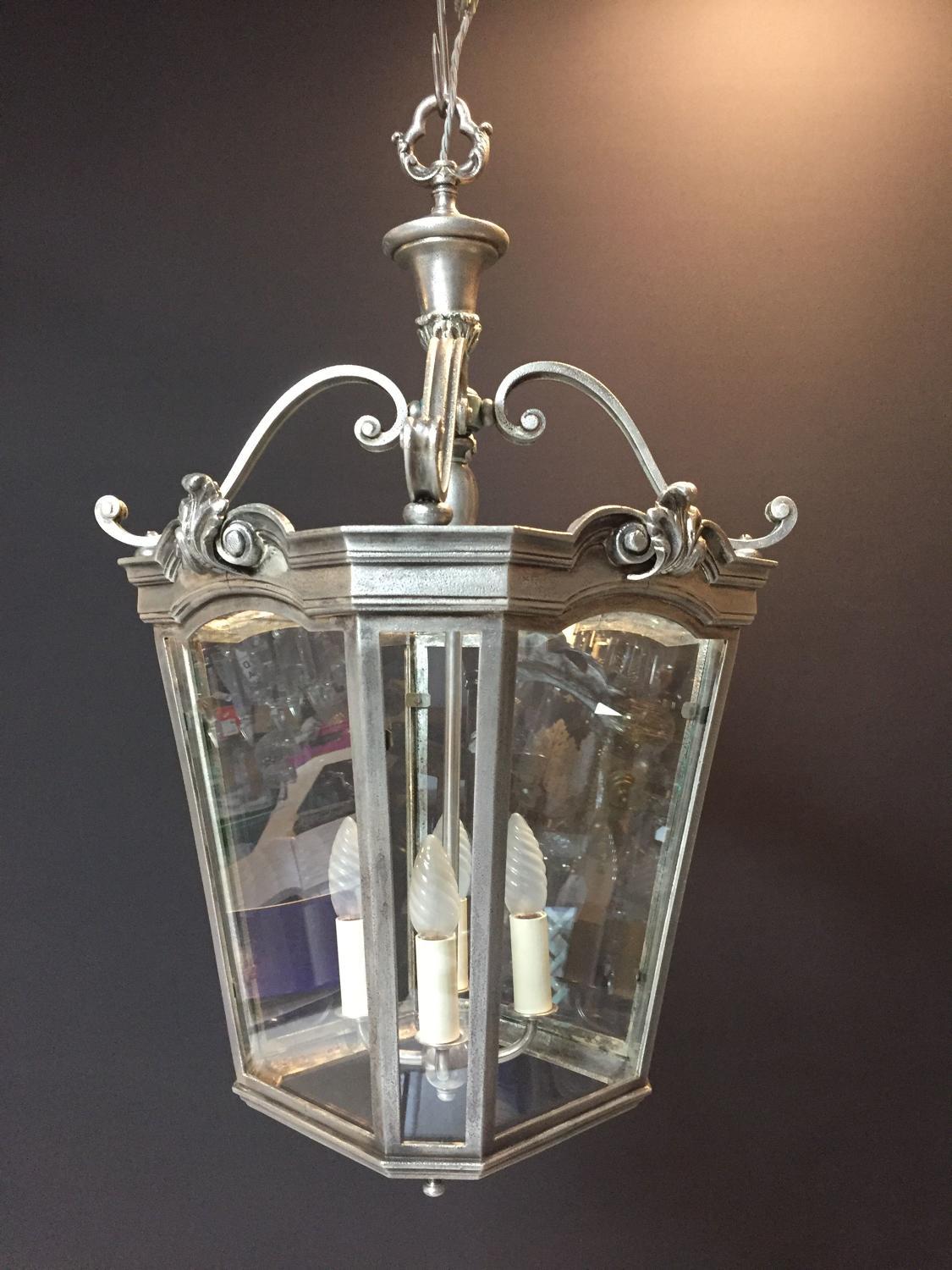 Fine Quality, Four-Light, Silvered Bronze Hall Lantern, in the Georgian Style In Good Condition For Sale In London, GB