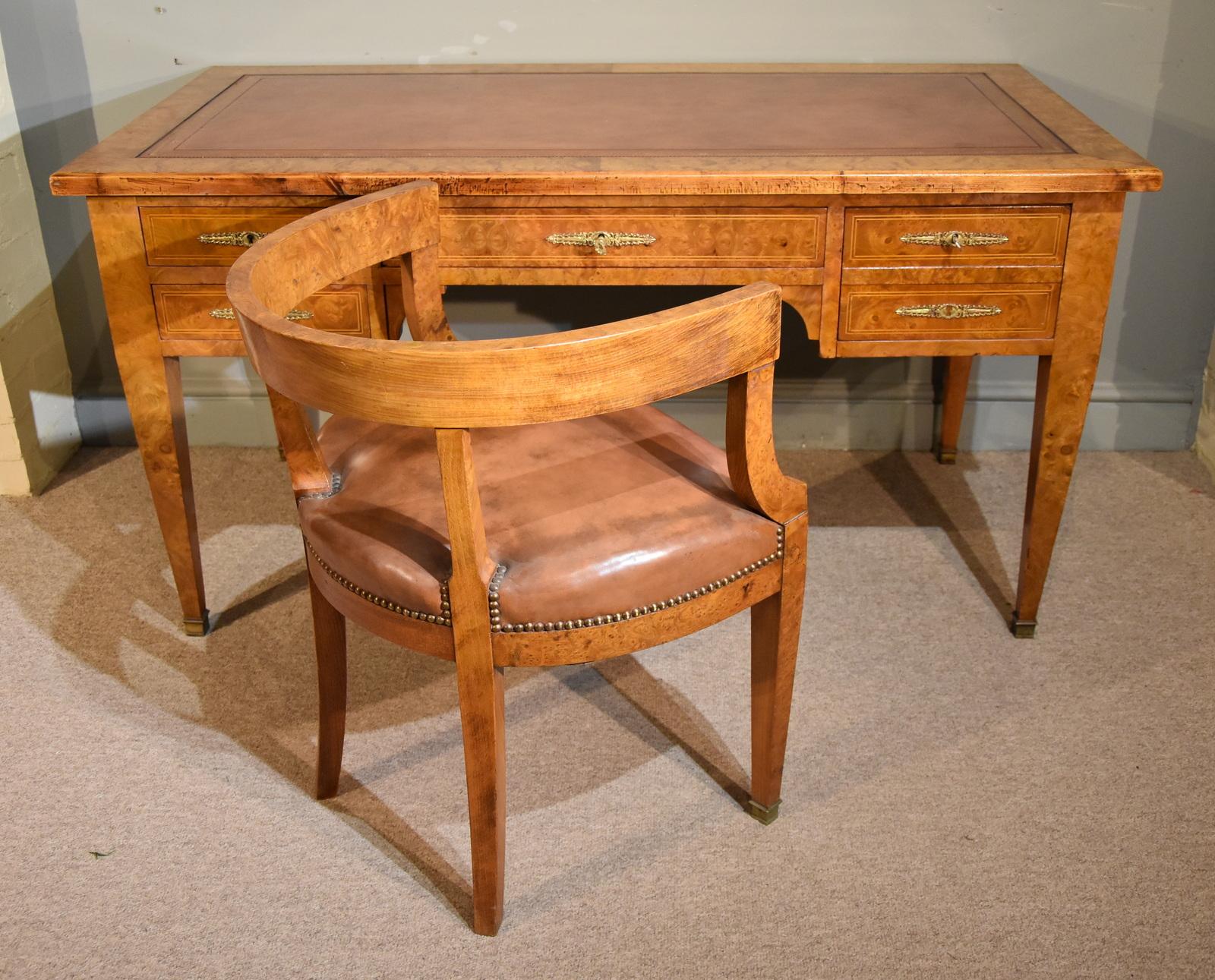 Fine Quality French Burr Elm Desk and Chair 5