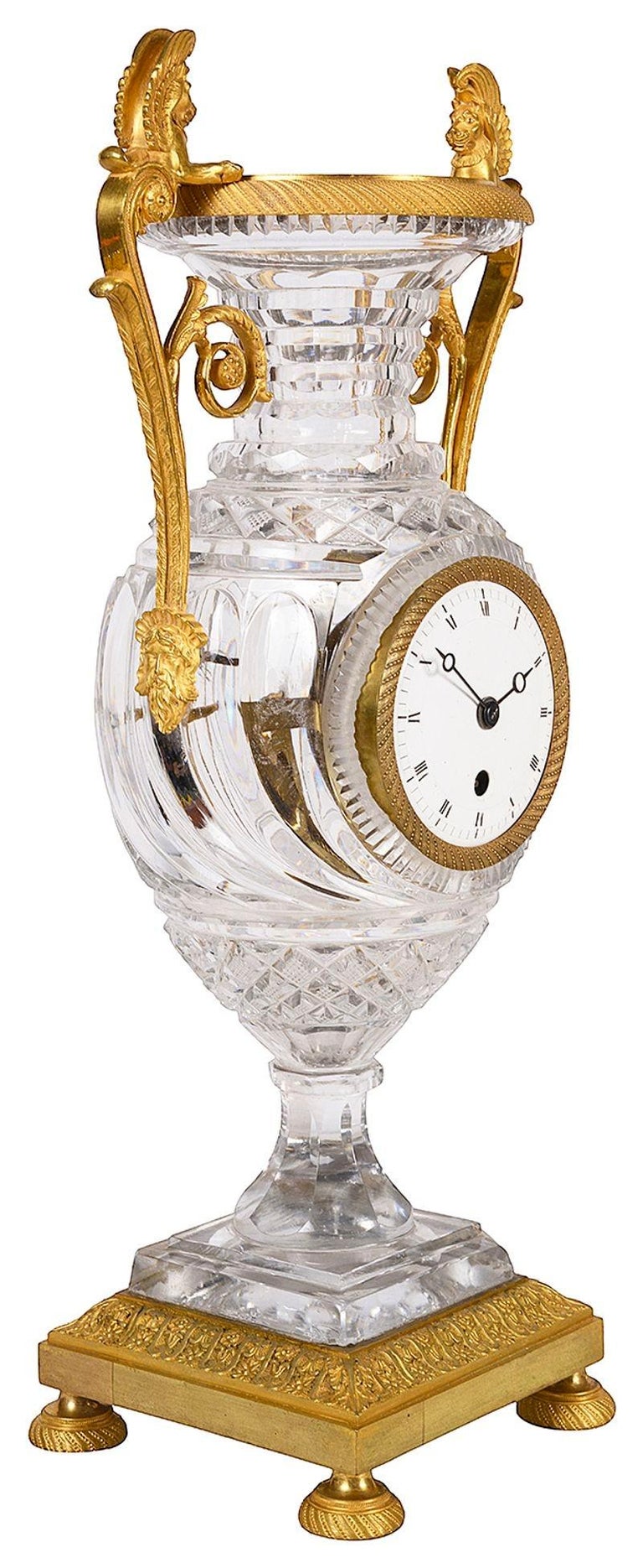 Fine Quality French Empire Baccarat Style Crystal Vase Clock, circa 1860 For Sale 1
