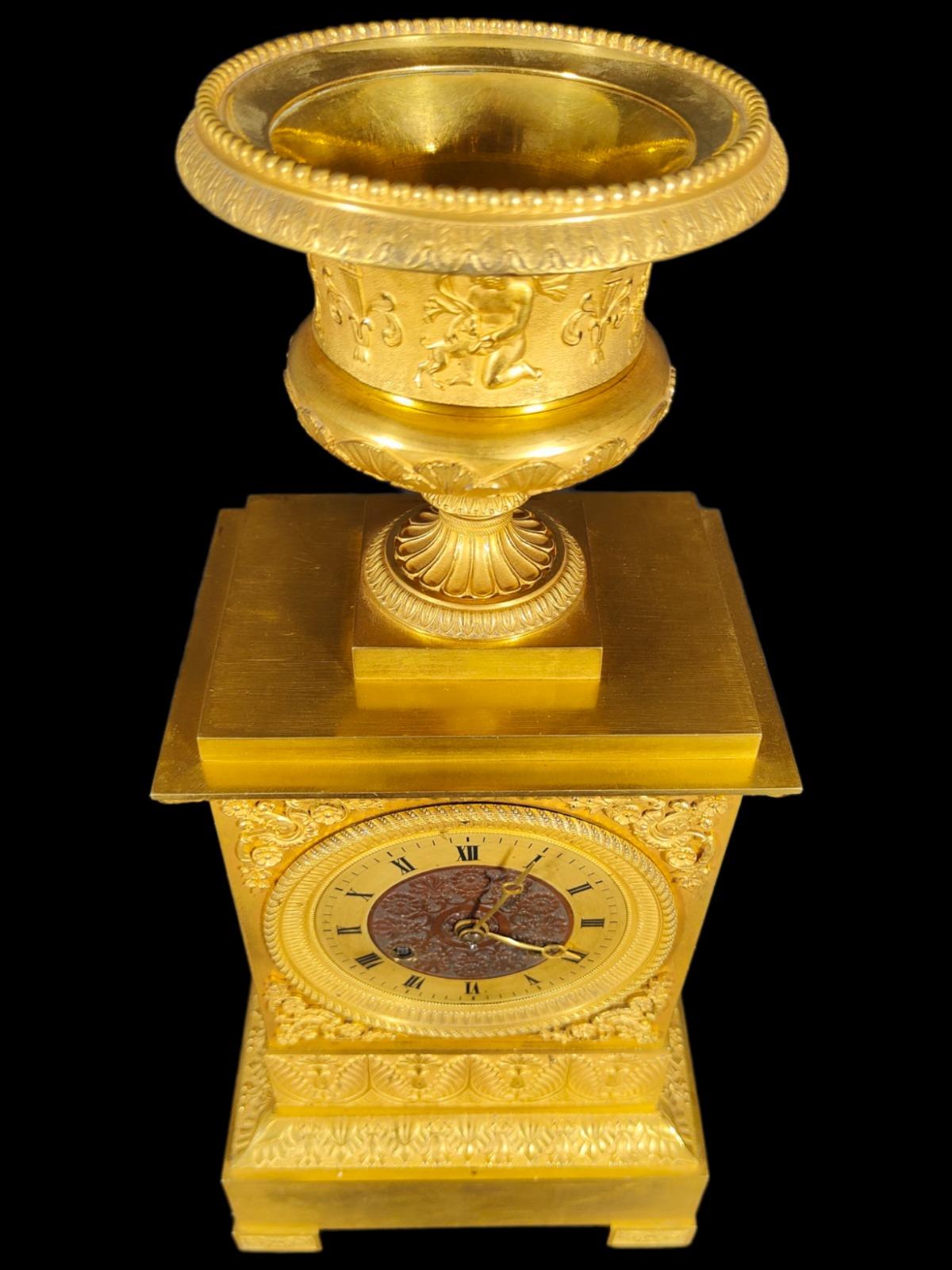 Fine Quality French Empire Clock by the Eminent Maker Ledieur For Sale 3