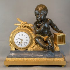 Gilt Bronze and Marble Figural Clock by Beurdeley