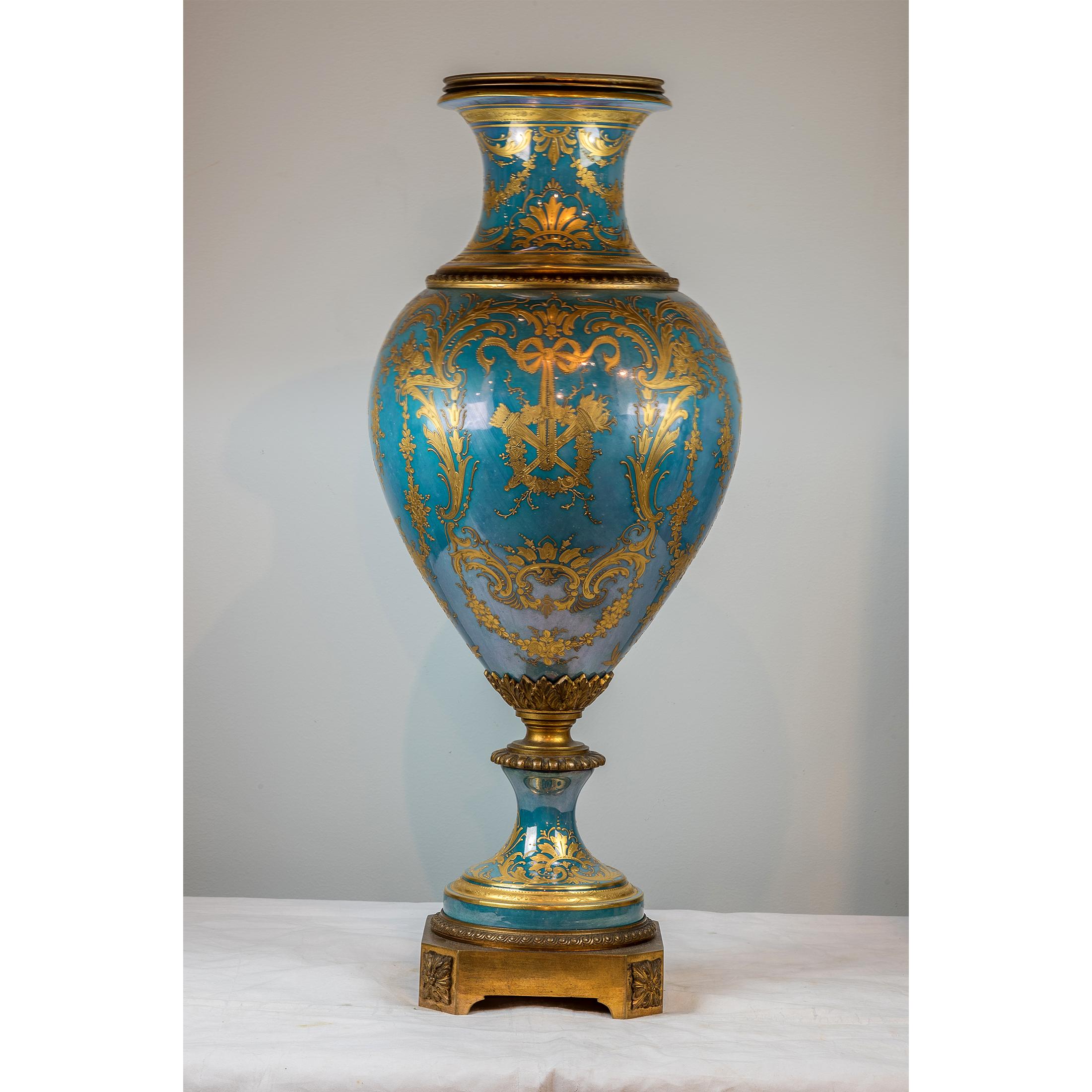 A fine quality gilt bronze mounted hand painted Royal Vienna Porcelain Portrait vase in Baluster Form, signed ‘Wagner.’

Origin: Austrian
Date: 19th century
Dimension: 25 1/2 in. x 10 in.