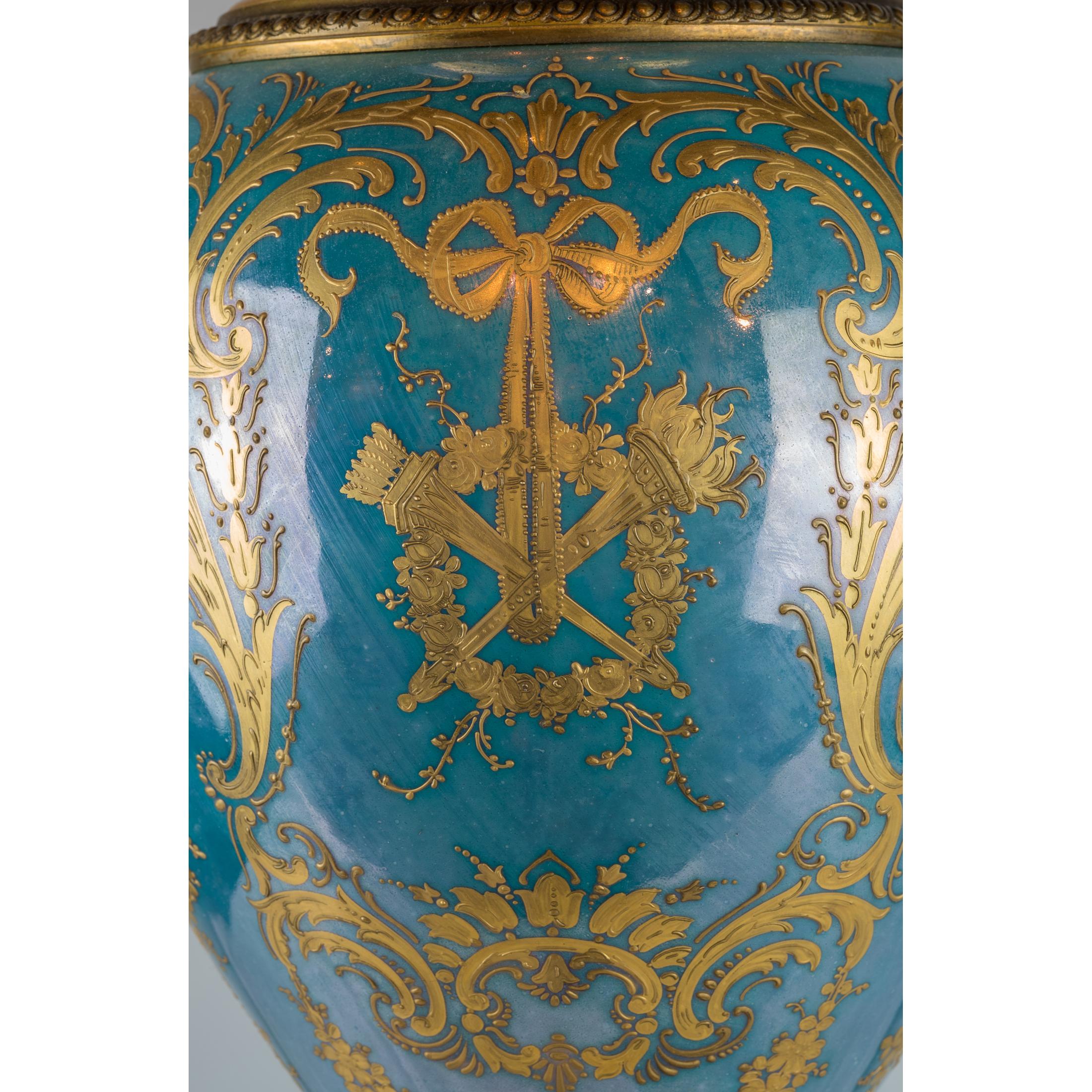 German Fine Quality Gilt Bronze Mounted Royal Vienna Porcelain Portrait Vase For Sale