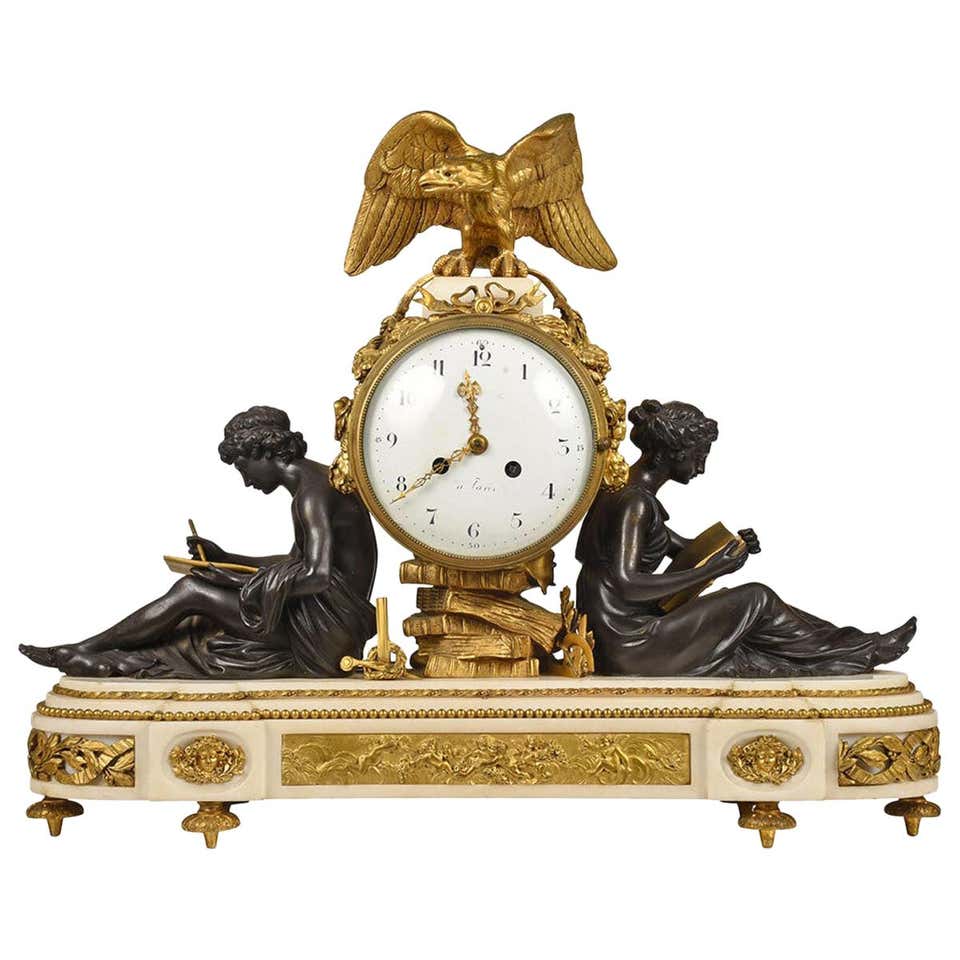 Fine Gilt Bronze Figural Mantel Clock For Sale at 1stDibs