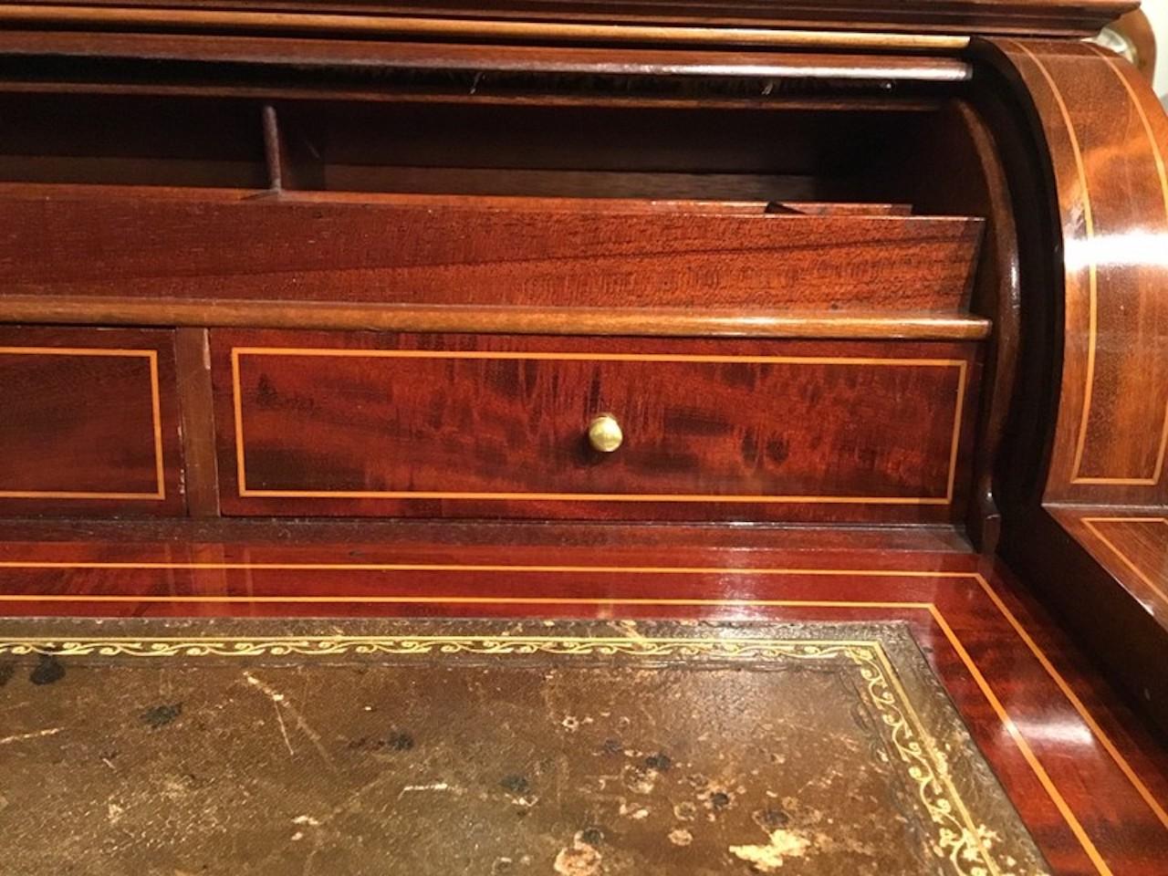Fine Quality Mahogany Inlaid Edwardian Period Desk by Maple & Co. of London 3