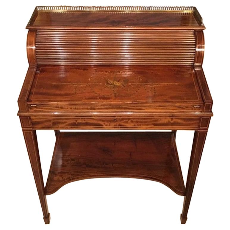 Fine Quality Mahogany Inlaid Edwardian Period Desk by Maple & Co. of London