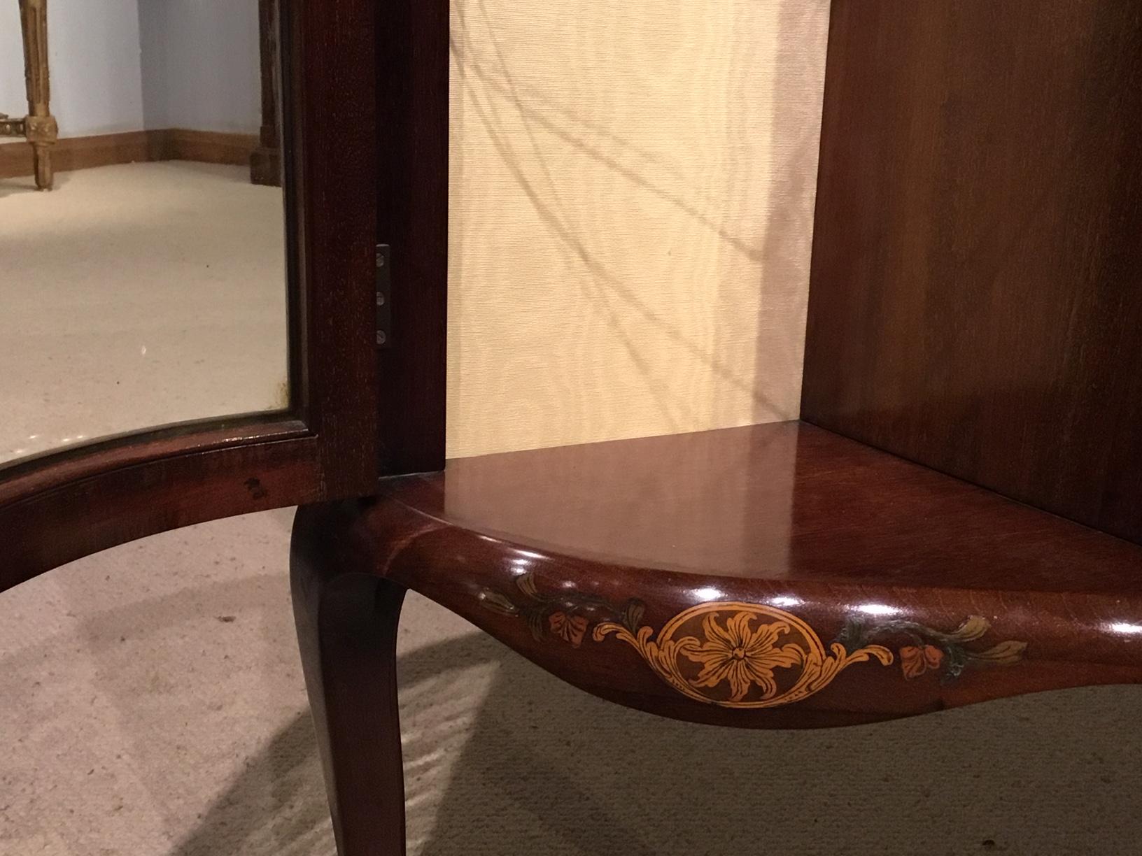 Fine Quality Marquetry Inlaid Edwardian Period Serpentine Side Cabinet For Sale 7