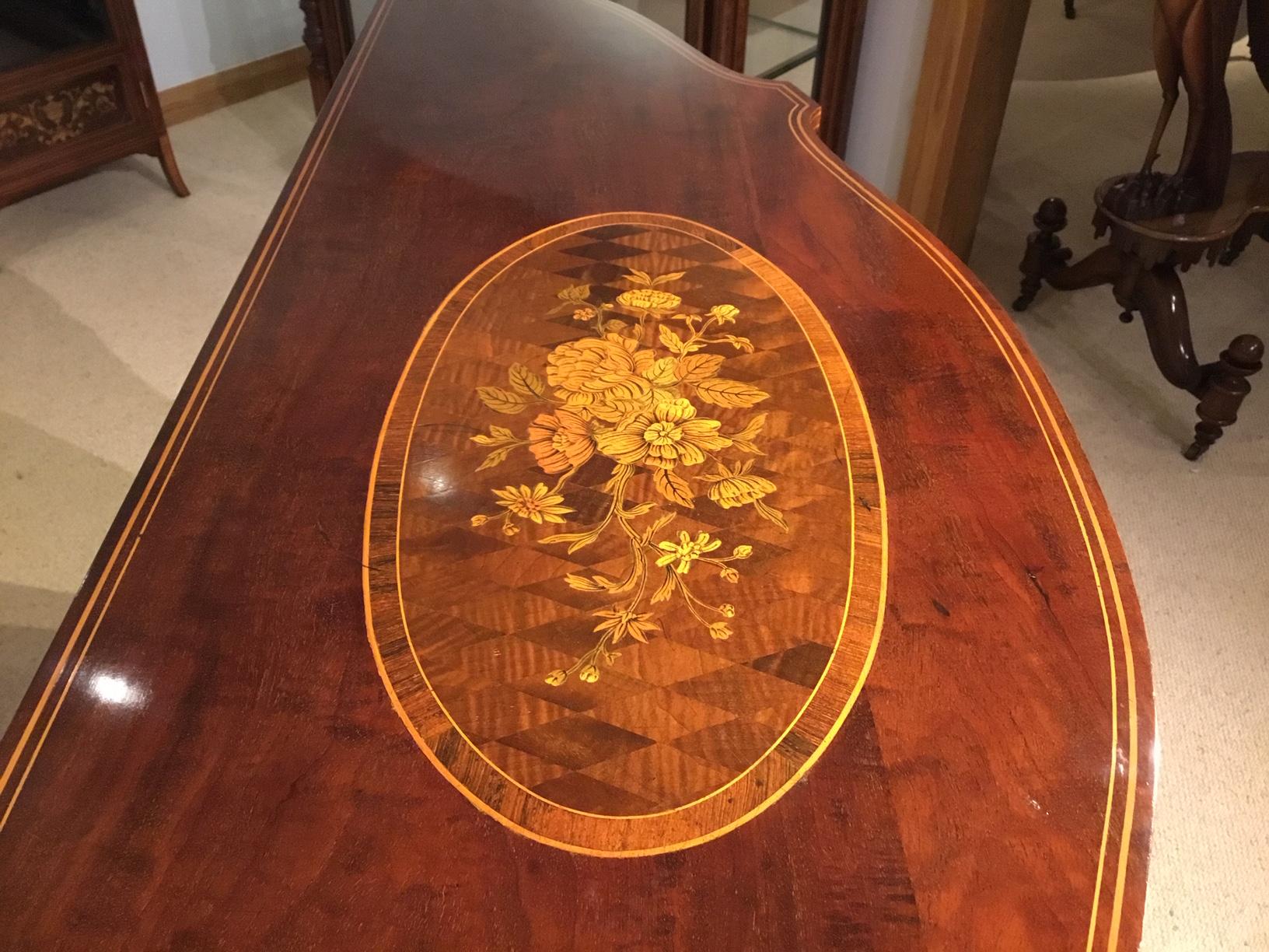 Fine Quality Marquetry Inlaid Edwardian Period Serpentine Side Cabinet For Sale 9