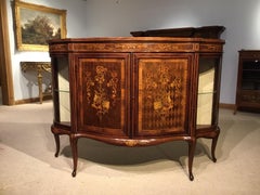 Fine Quality Marquetry Inlaid Edwardian Period Serpentine Side Cabinet