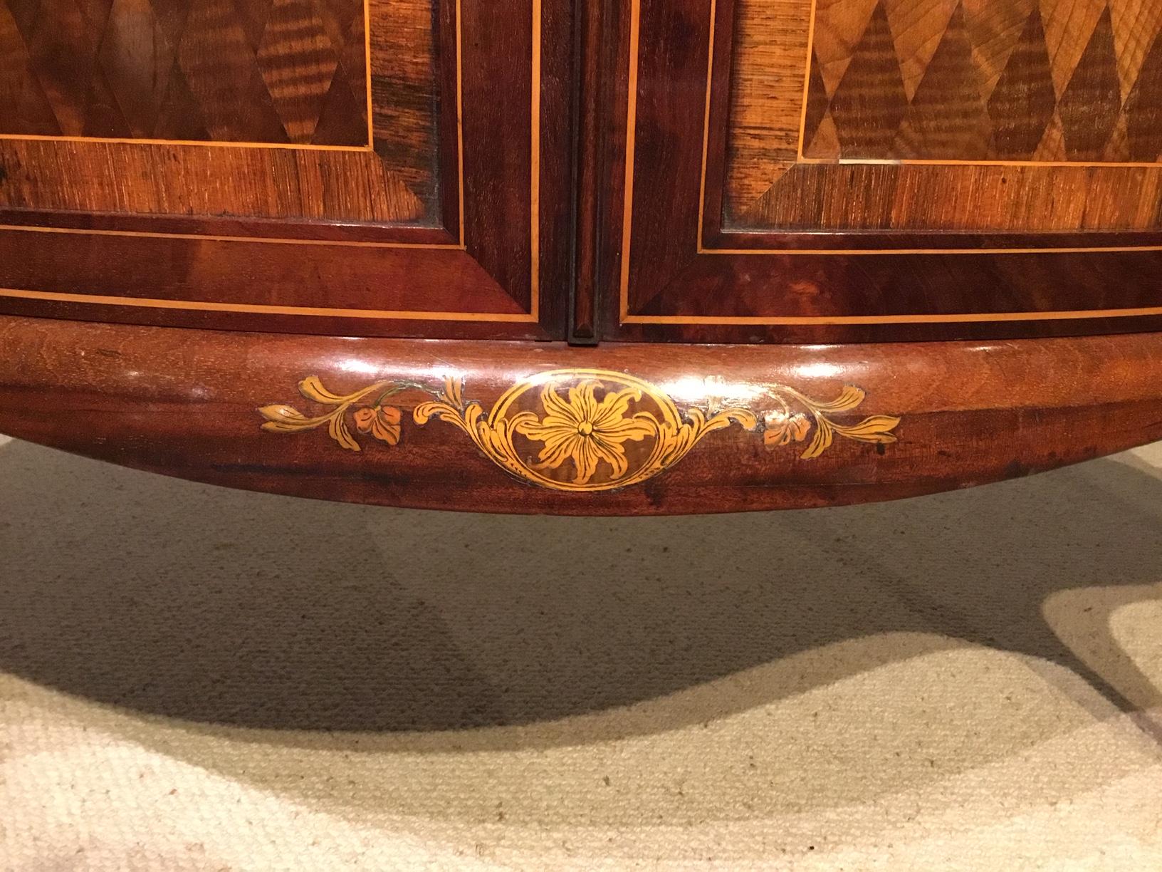 Fine Quality Marquetry Inlaid Edwardian Period Serpentine Side Cabinet For Sale 2
