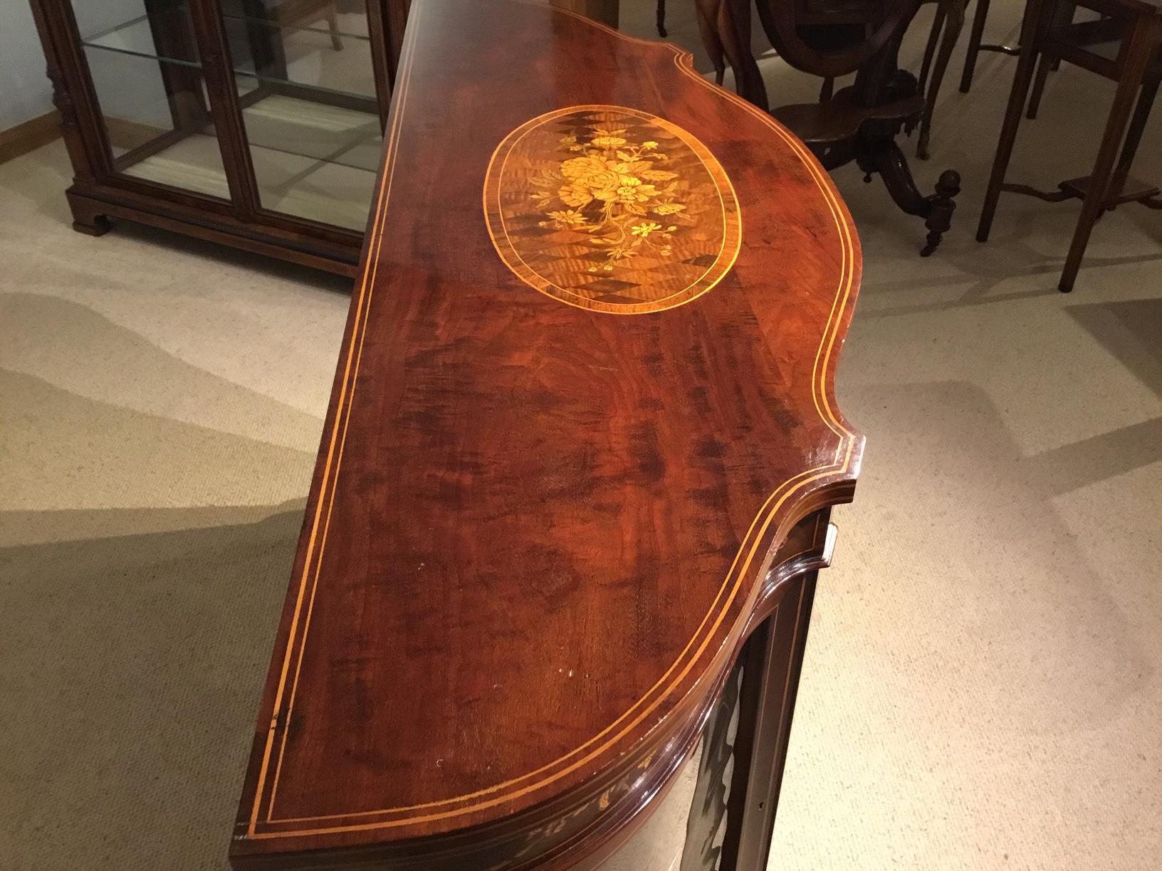 Fine Quality Marquetry Inlaid Edwardian Period Serpentine Side Cabinet For Sale 4