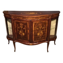 Fine Quality Marquetry Inlaid Edwardian Period Serpentine Side Cabinet