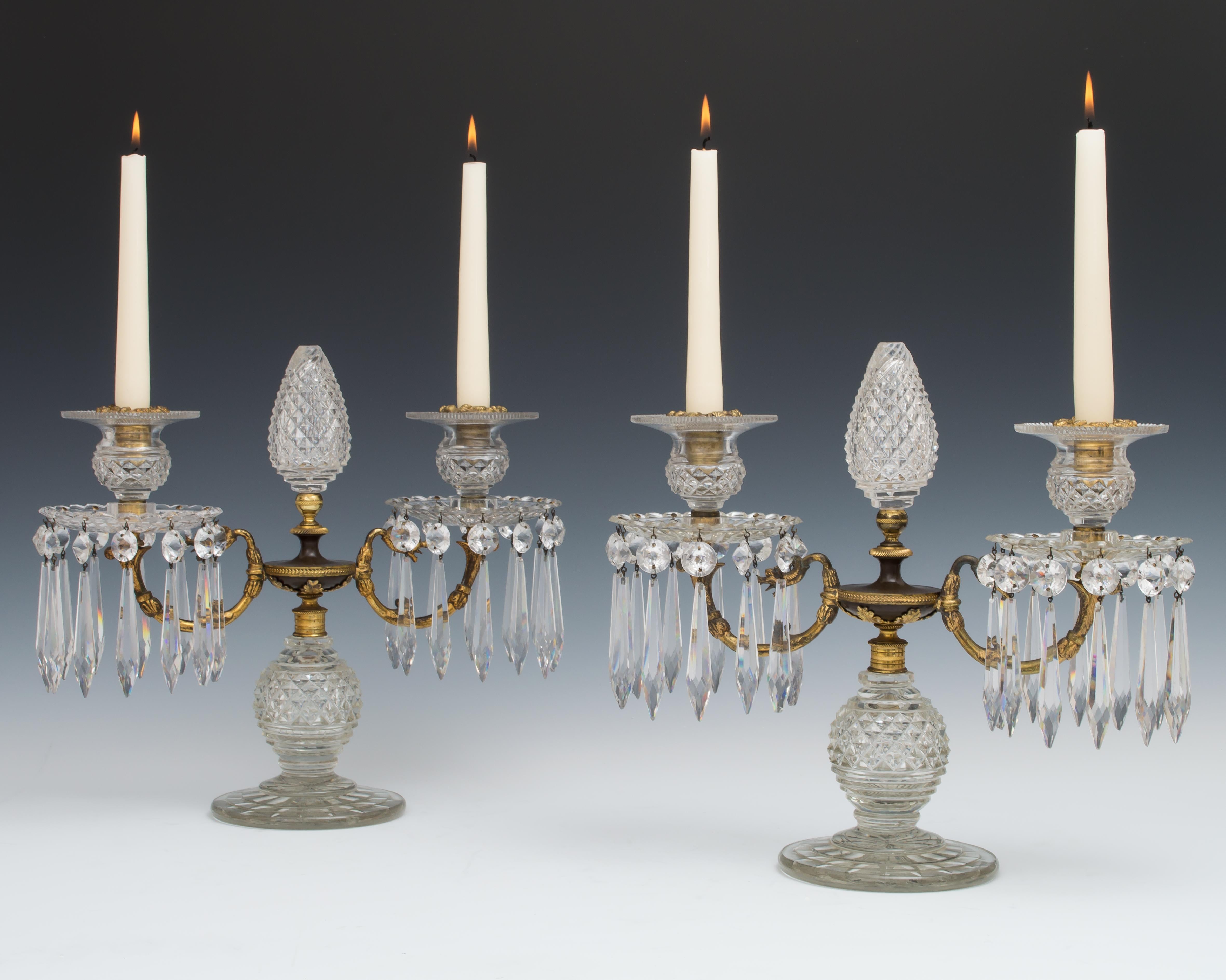 Fine Quality Pair of Bronze and Gilt Regency Period Candelabra In Good Condition For Sale In Steyning, West sussex