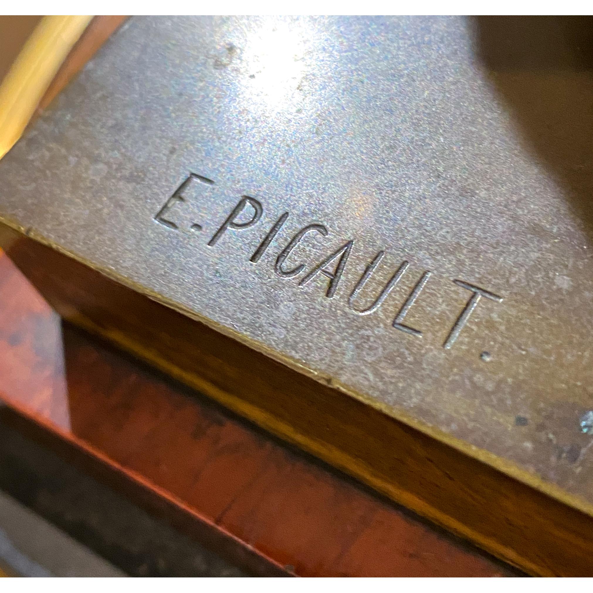 Paar figürliche Bronzeskulpturen in hoher Qualität von E. Picault im Angebot 5