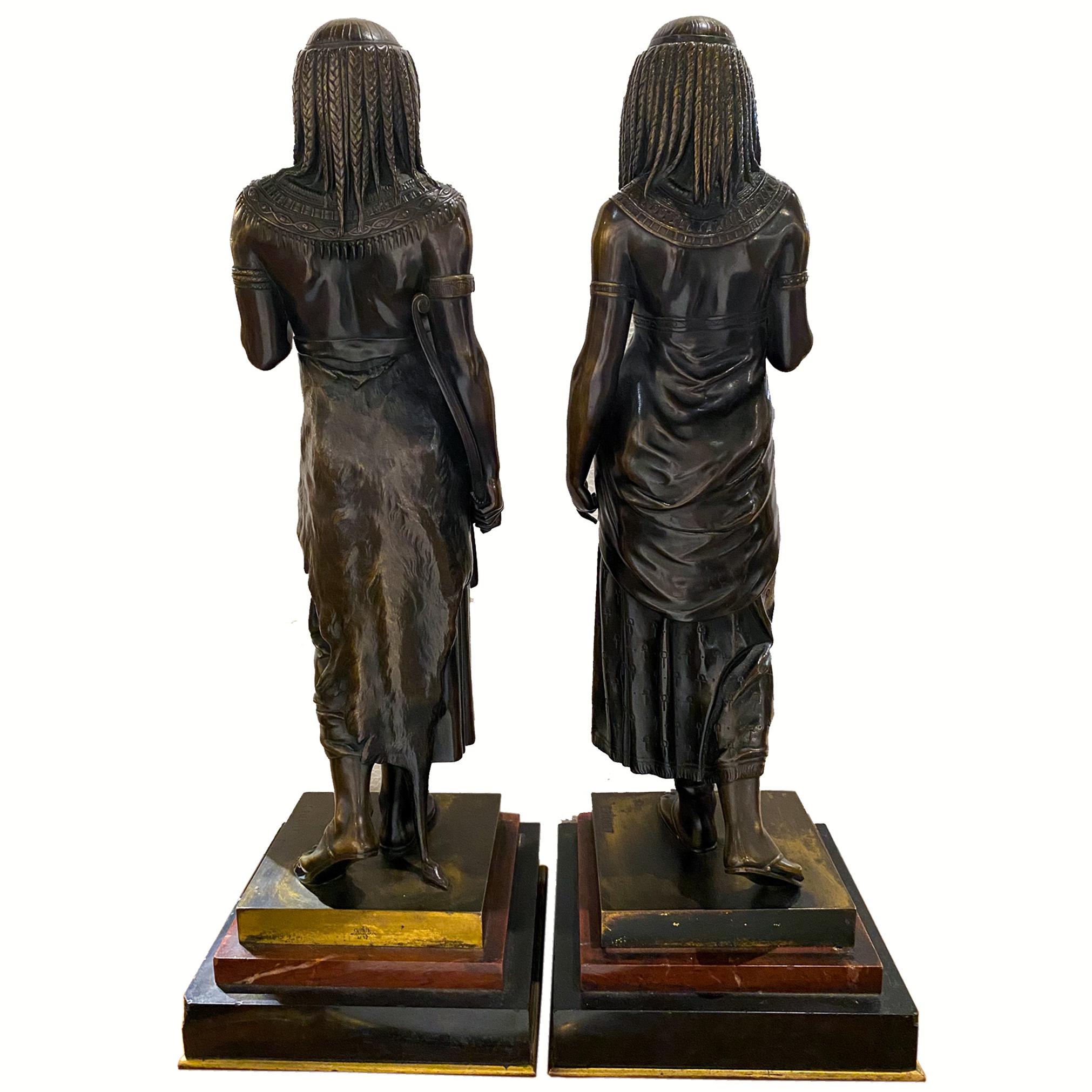 French Fine Quality Pair of Bronze Figural Sculptures by E. Picault For Sale