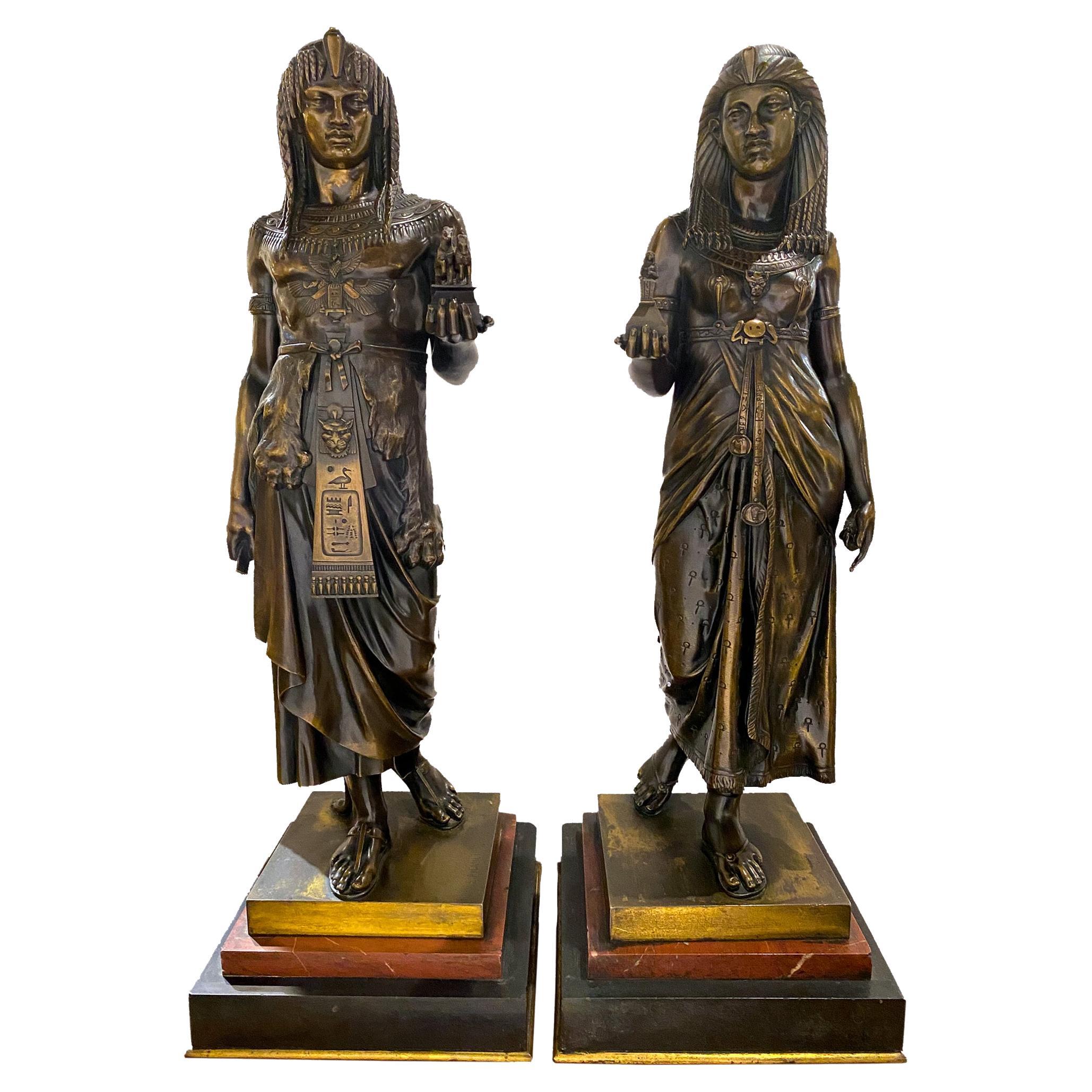 Fine Quality Pair of Bronze Figural Sculptures by E. Picault For Sale