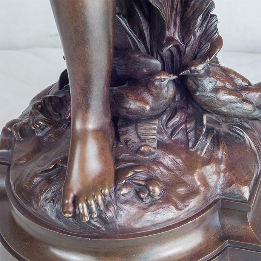 Fine Quality Patinated Bronze Statue of a Robed Woman by Hippolyte Moreau 1